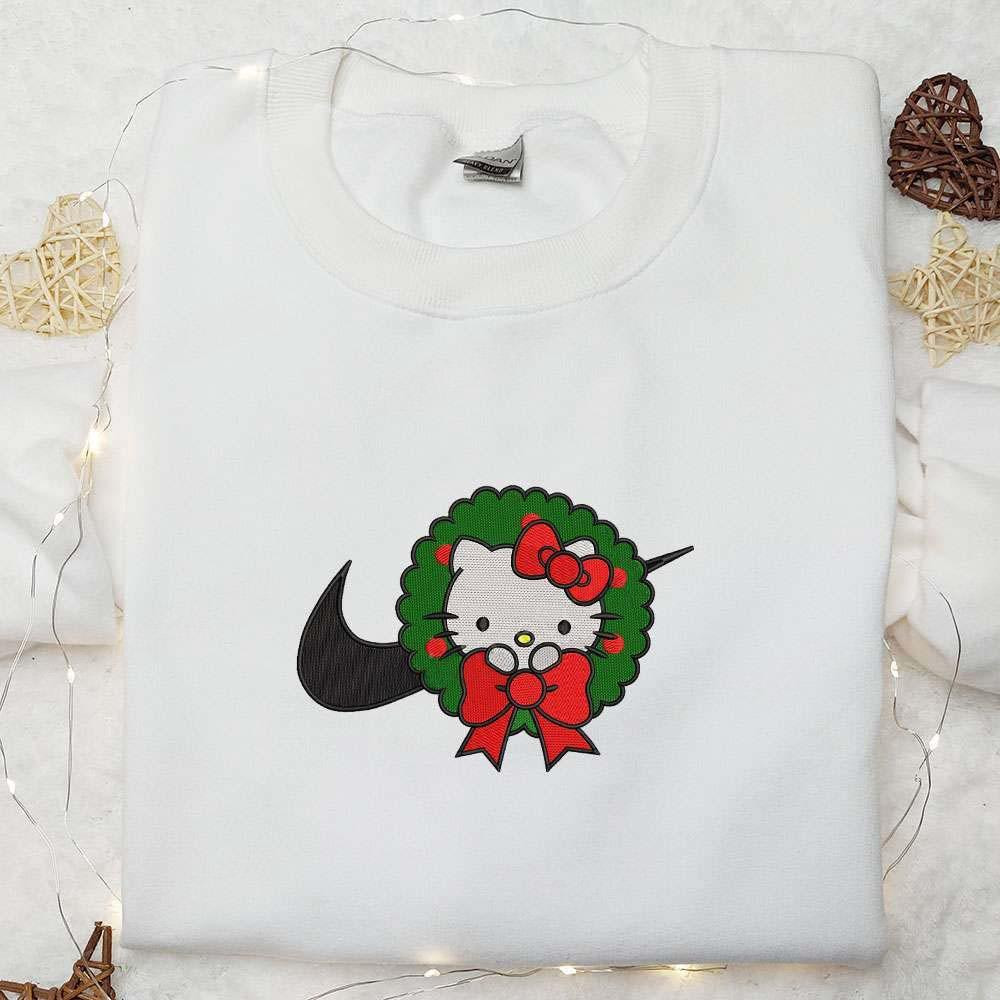 Christmas Wreath Hello Kitty Embroidered Shirt 1