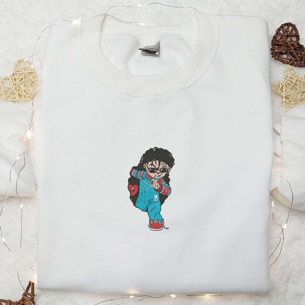 Chucky Bad Bunny Embroidered Sweatshirt Celebrity Embroidered Hoodie Horror Movie Embroidered Shirt