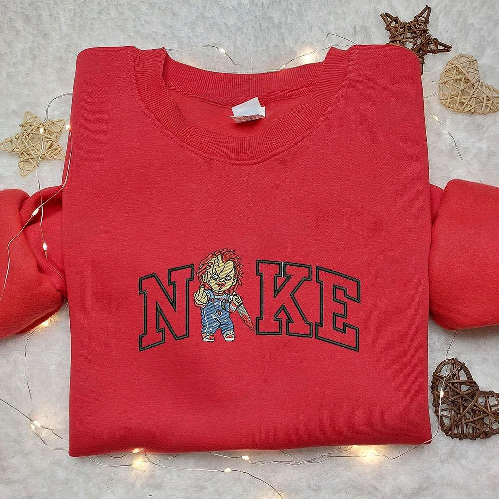 Chucky Fuck x Nike Embroidered Shirt Childs Play Embroidered Shirt Custom Nike Embroidered Shirt