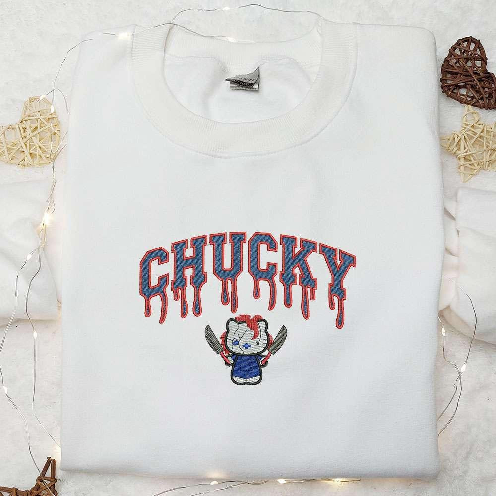 Chucky Kitty Embroidered Sweatshirt Halloween Embroidered Hoodie Best Gifts for Family
