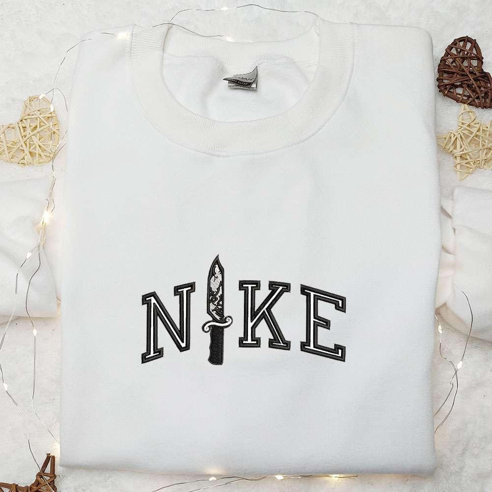Chucky Knife x Nike Embroidered Shirt Horror Movie Embroidered Hoodie Halloween Embroidered Sweatshirt