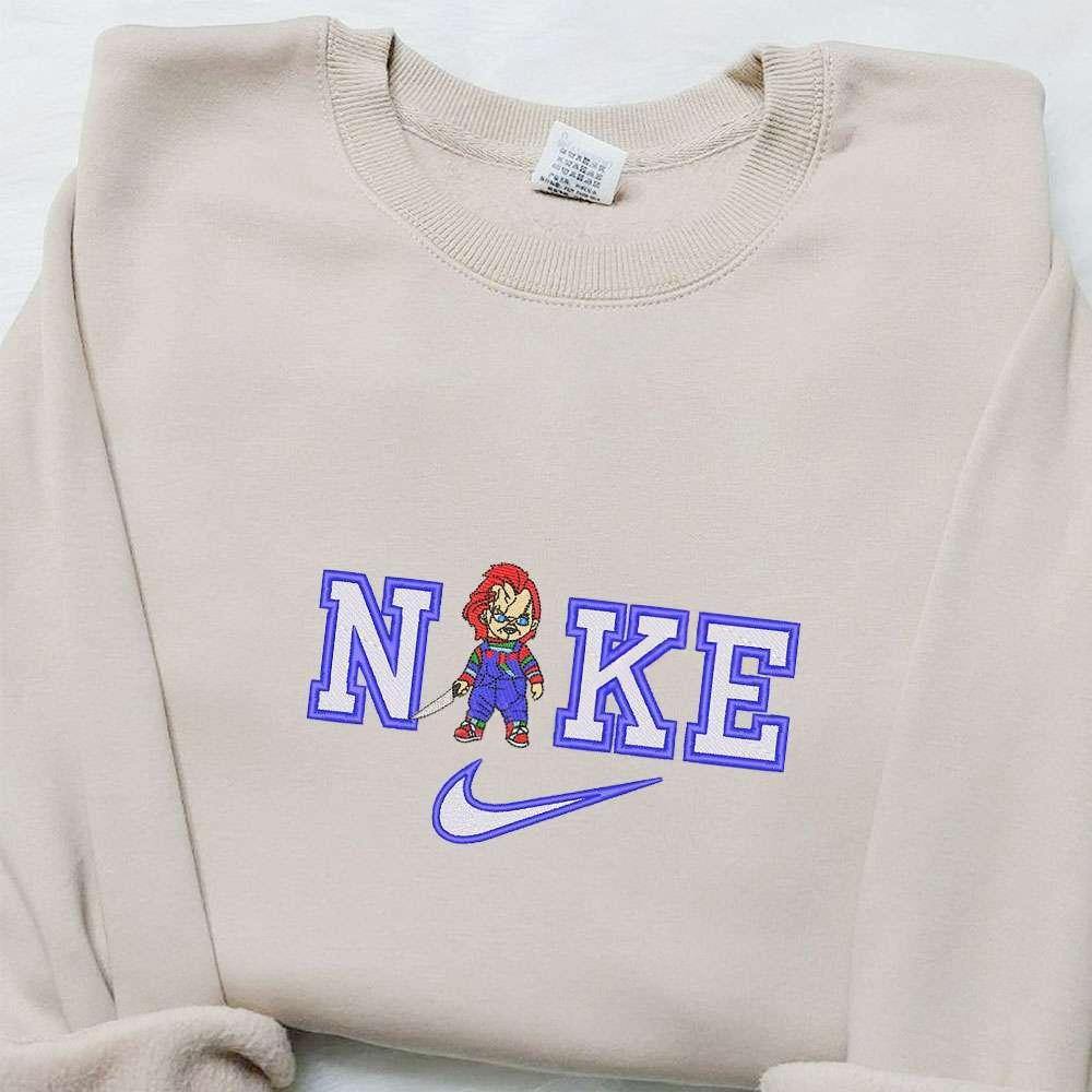 Chucky x Nike Embroidered Shirt Horror Movie Embroidered Hoodie Halloween Embroidered Sweatshirt