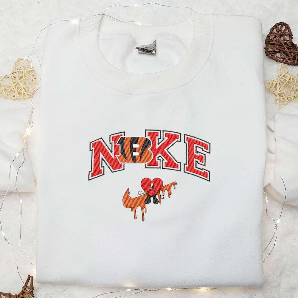 Cincinati Bengals Bad Bunny x Nike Swoosh Drip Embroidered Shirt NFL Sports Embroidered Hoodie Best Gift Idea