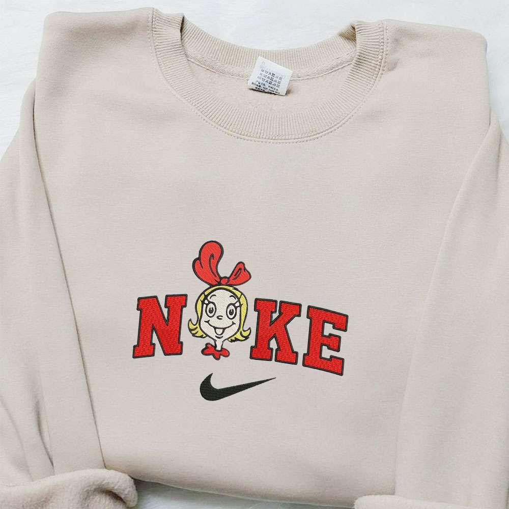 Cindy Lou Who 1957 Merry x Nike Christmas Embroidered Sweatshirt Cartoon Christmas Embroidered Shirt Best Christmas Gift Ideas