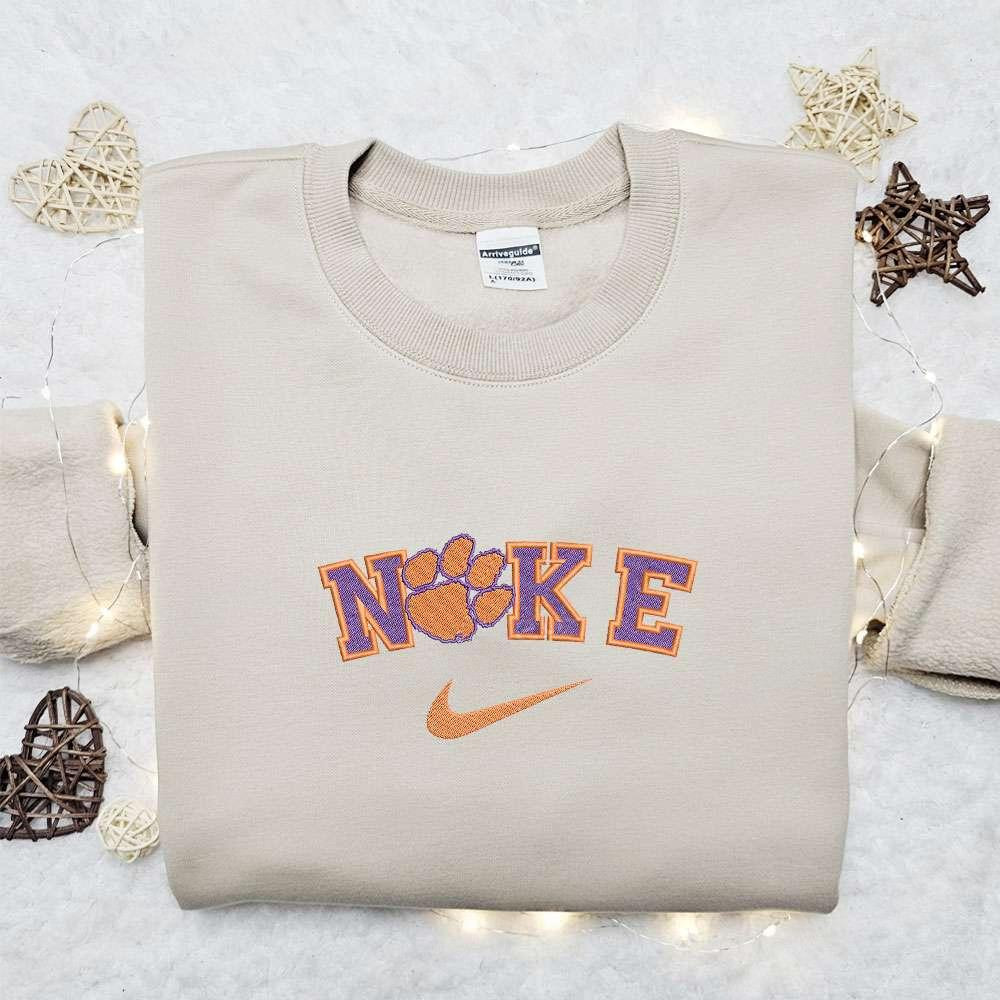 Clemson Tigers x Nike Embroidered Shirt NCAA Sports Embroidered Hoodie Best Gift Idea