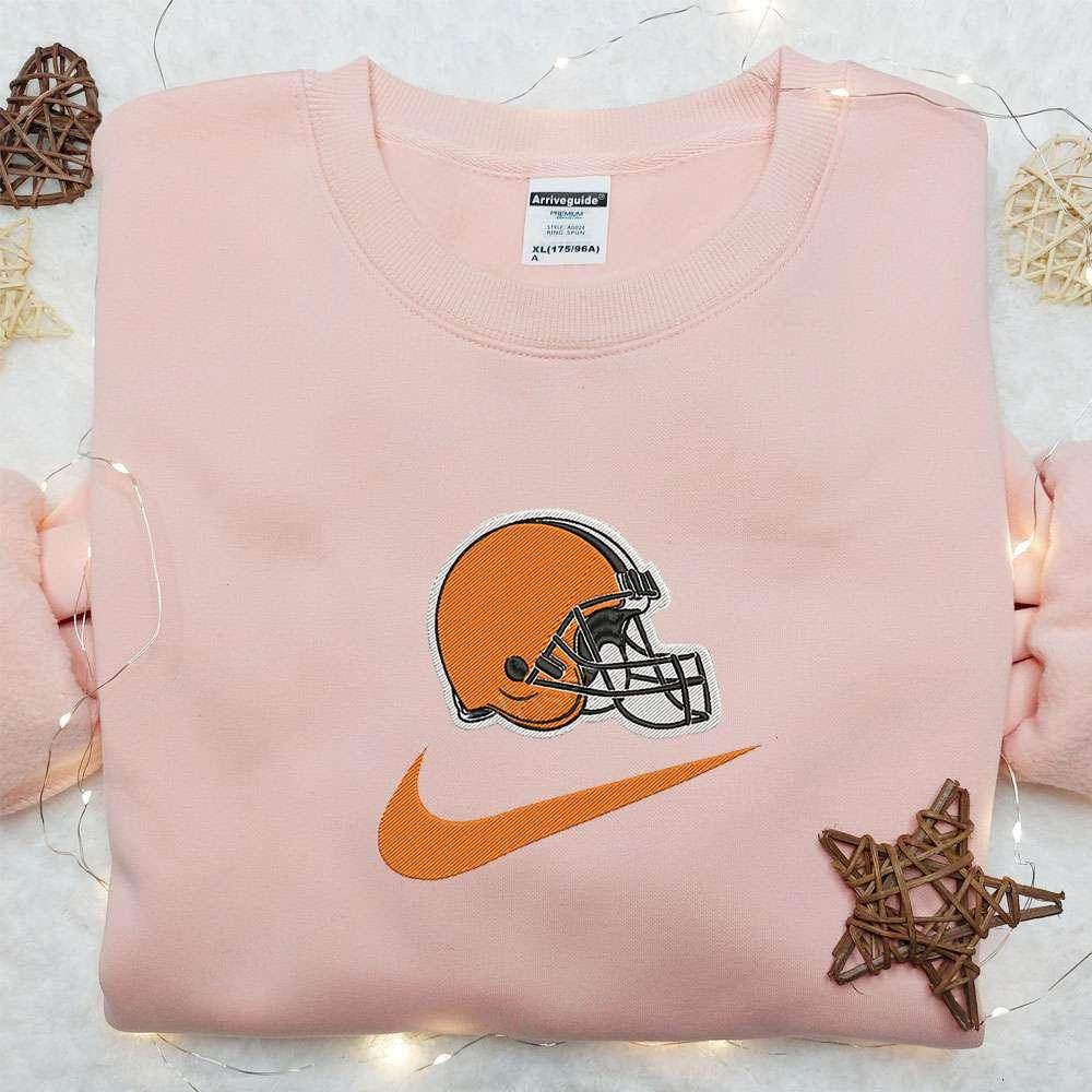 Cleveland Browns x Nike Swoosh Embroidered Shirt NFL Sports Embroidered Hoodie Best Gift Idea 1