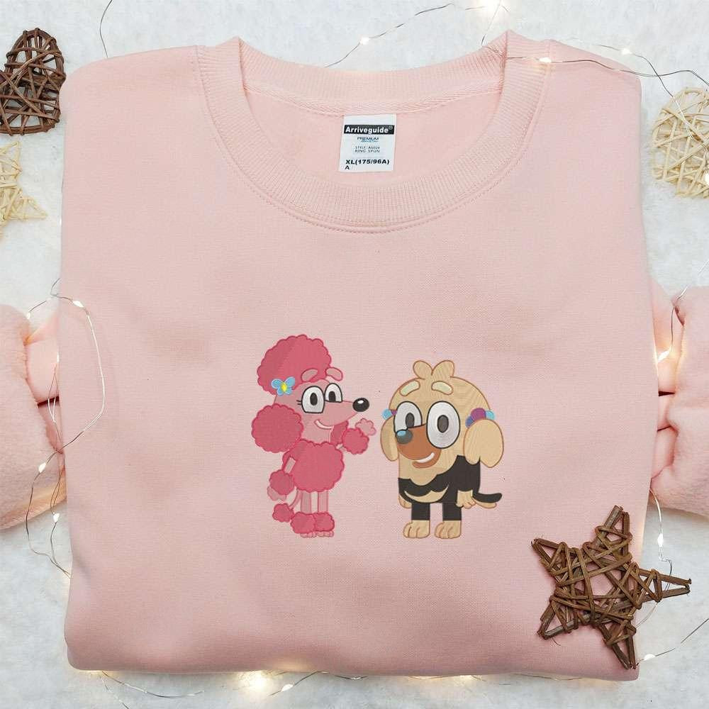 Coco And Missy Embroidered Shirt Bluey Cartoon Embroidered Hoodie Best Gift Idea