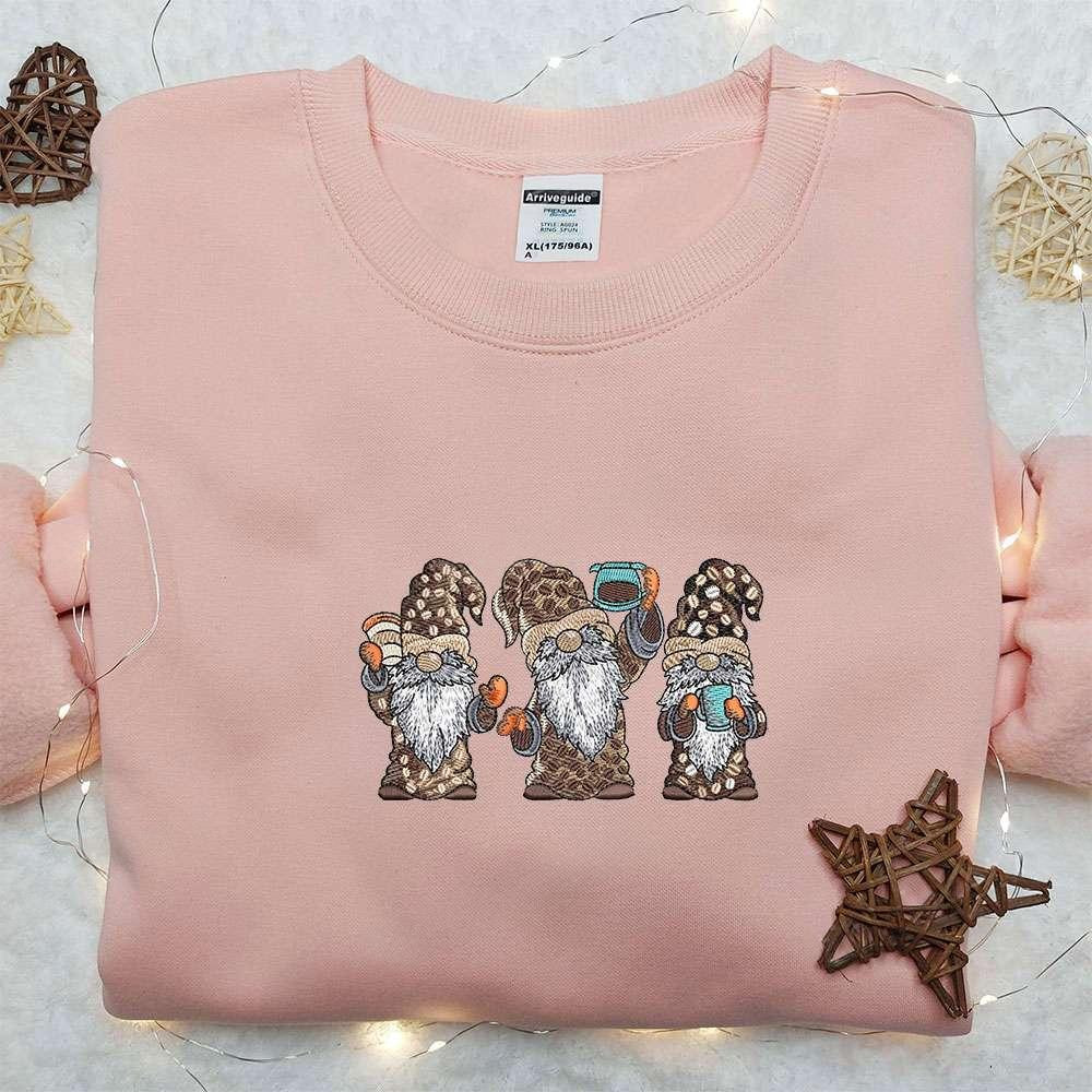 Coffee Gnomes Embroidered Shirt Unisex Embroidered Shirt Best Gifts for Family