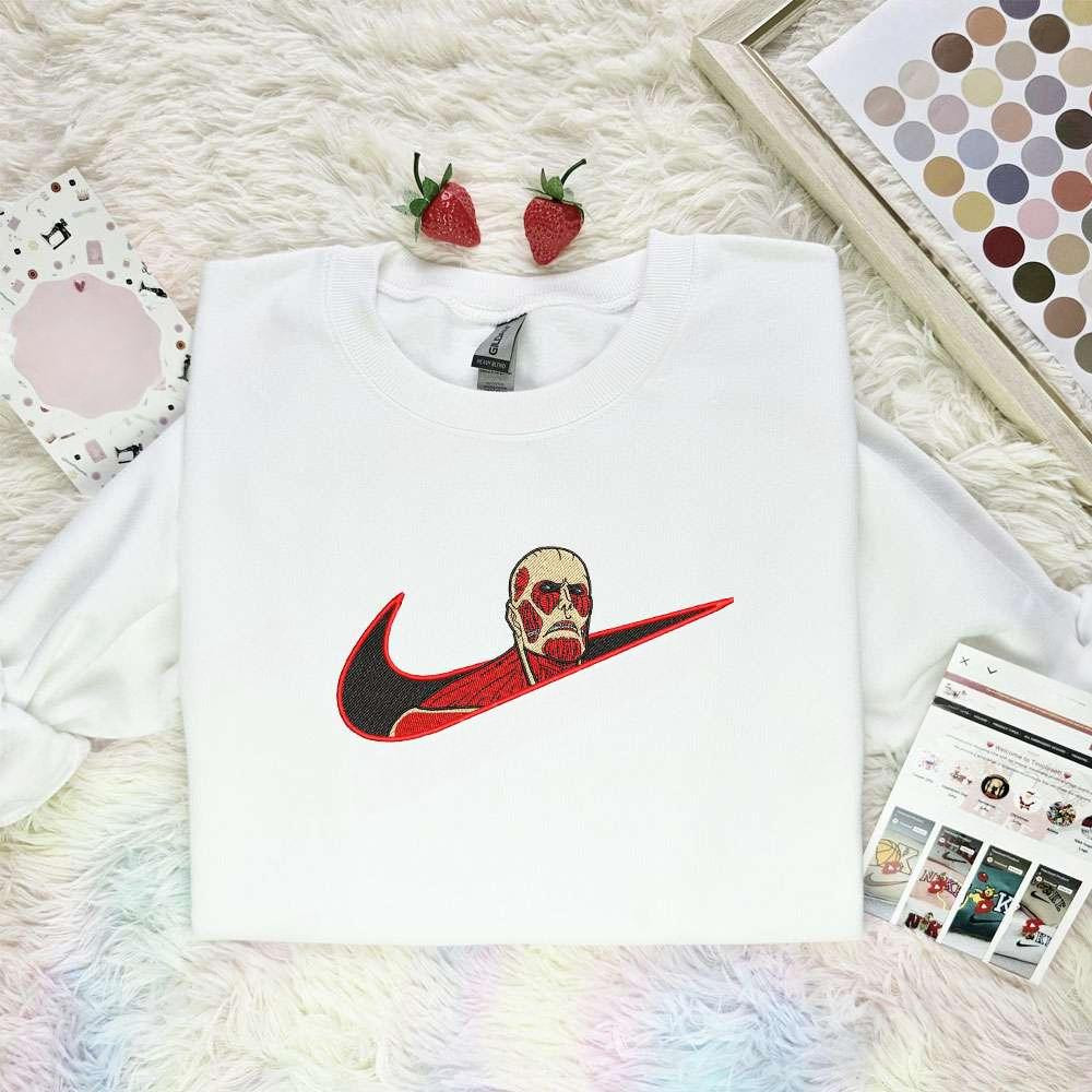 Colossal Titan Attack On Titan Anime Embroidered Shirt , Anime Embroidered T-shirt Sweatshirt Hoodie, Inspired Anime Movie, Best Gift for Anime Fans