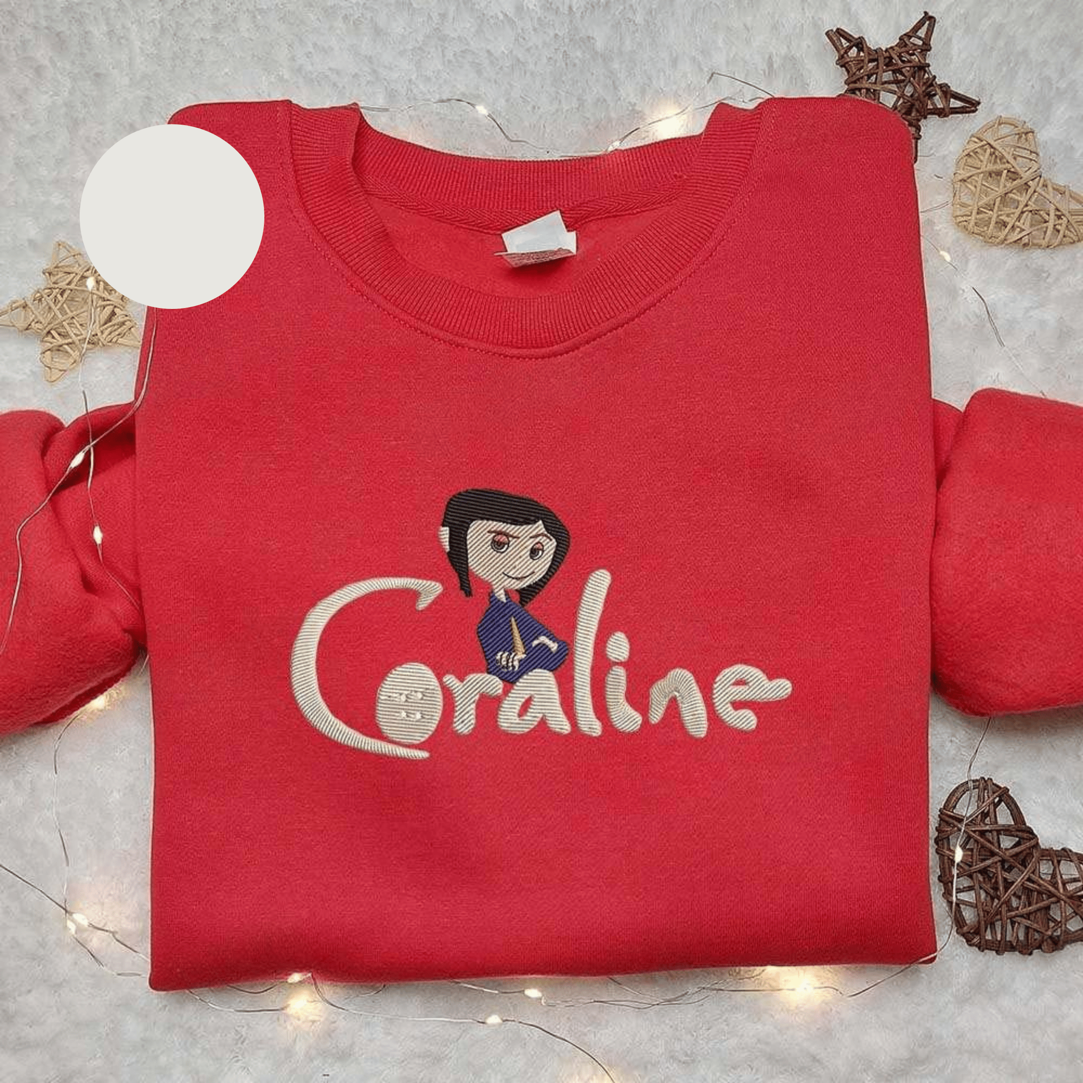 Coraline Crossing Arms Halloween Embroidered Shirt