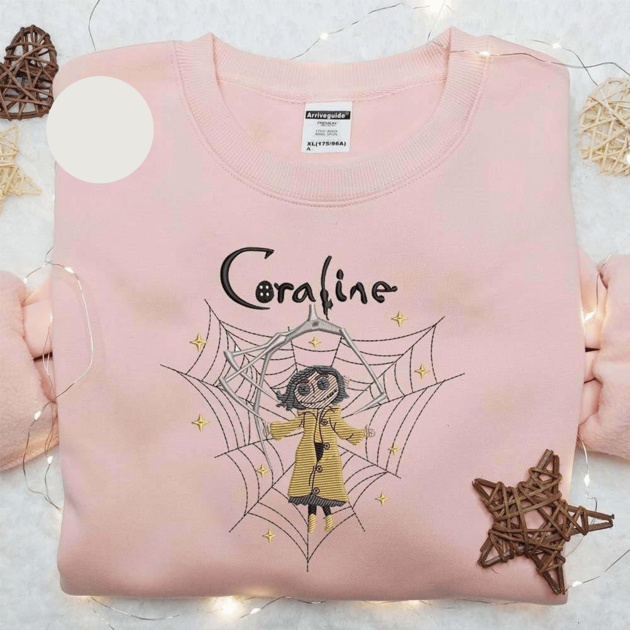 Coraline Doll Spiderweb Halloween Embroidered Shirt