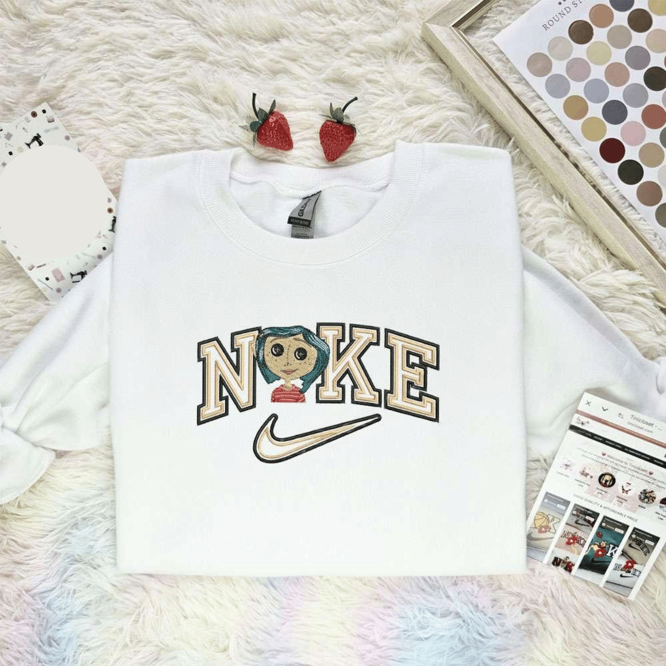 Coraline Portrait x Nike Embroidered Shirt Cartoon Embroidered Hoodie