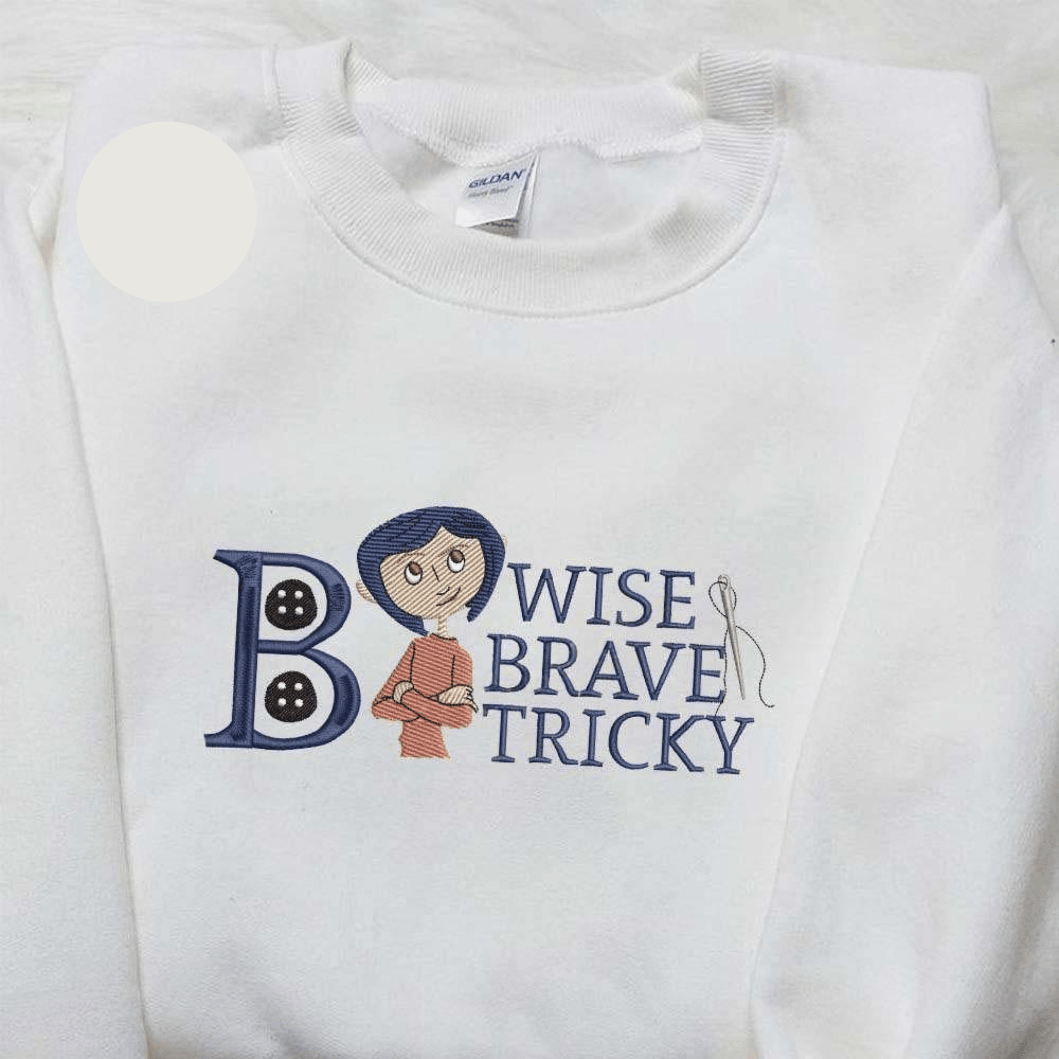 Coraline Wise Brave Tricky Halloween Embroidered Shirt
