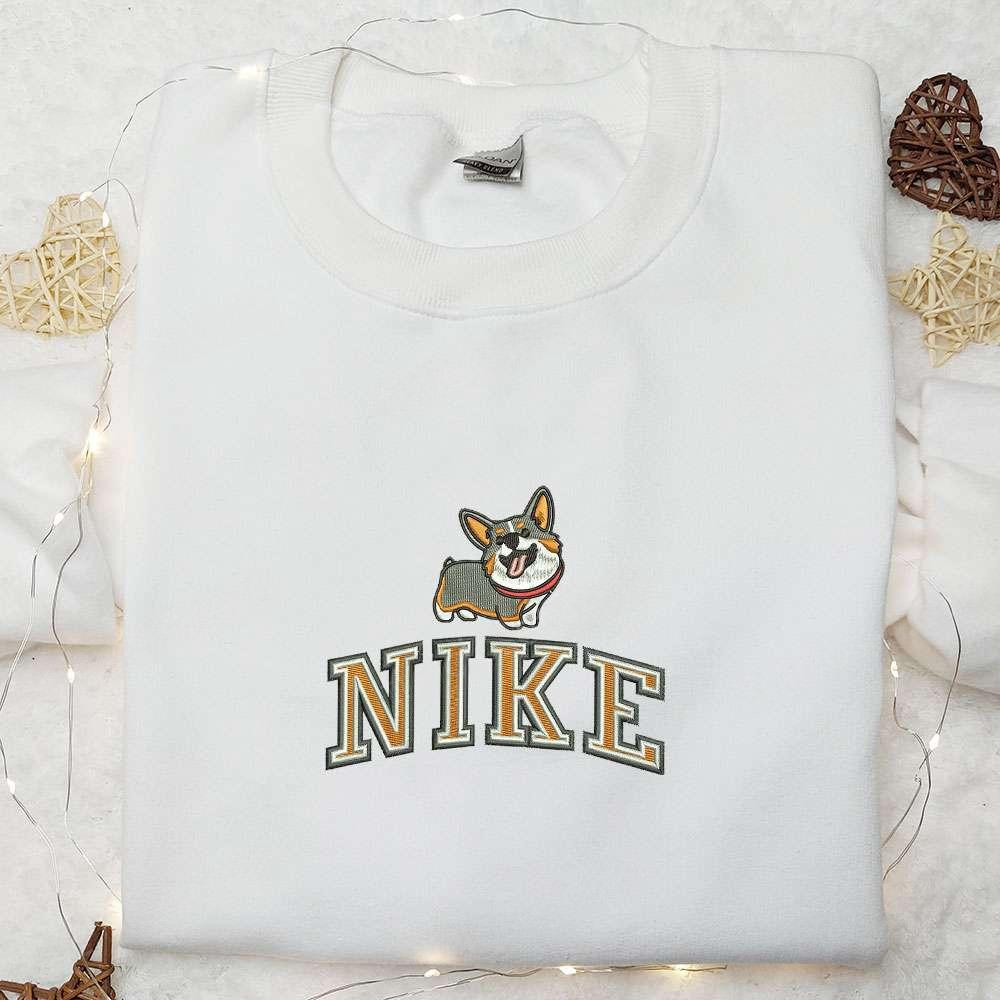 Corgi x Nike Embroidered Shirt Animal Embroidered Hoodie Best Gifts For Family