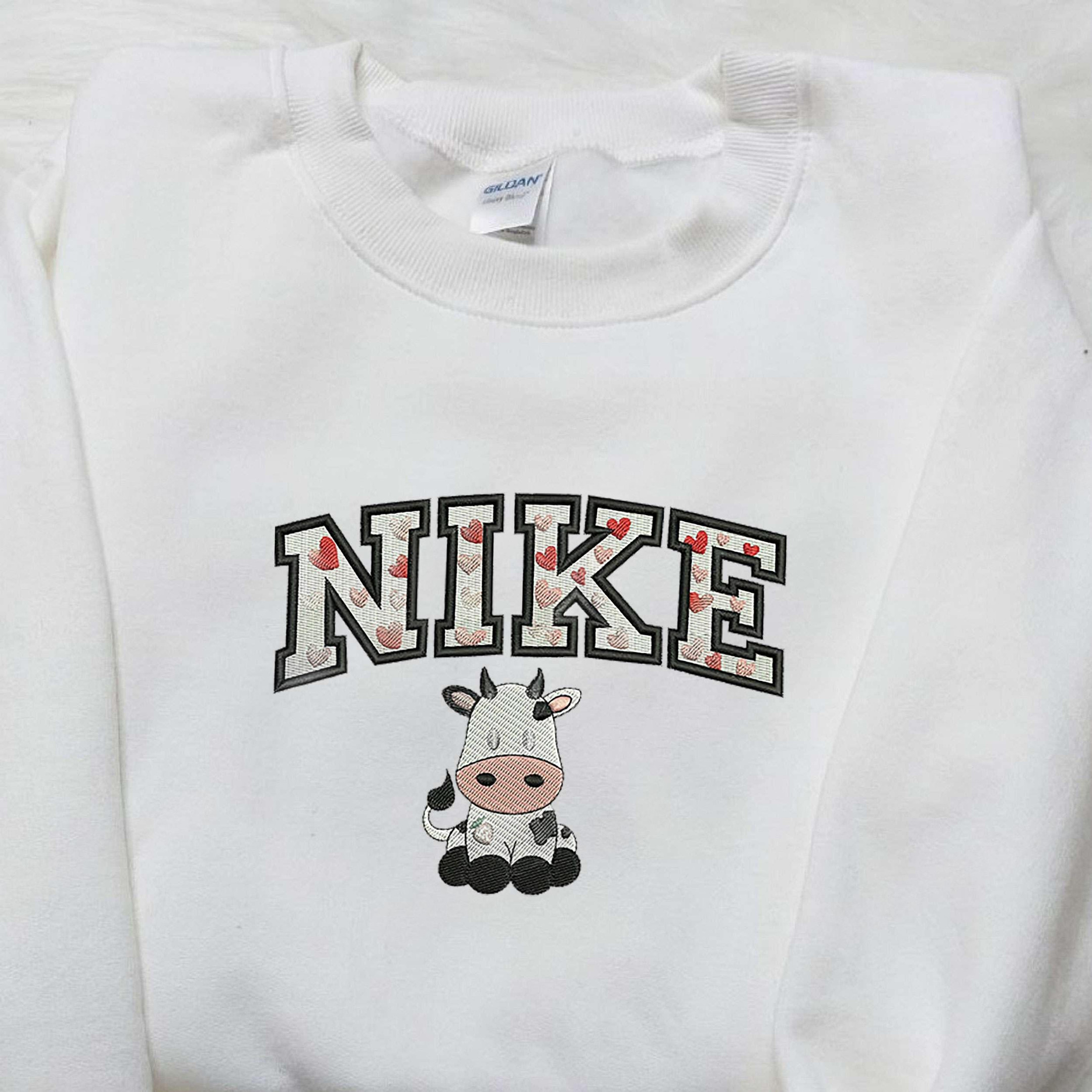 Cow Sit Love x Nike Embroidered Shirt Valentine Embroidered Shirt Custom Nike Embroidered Shirt 4