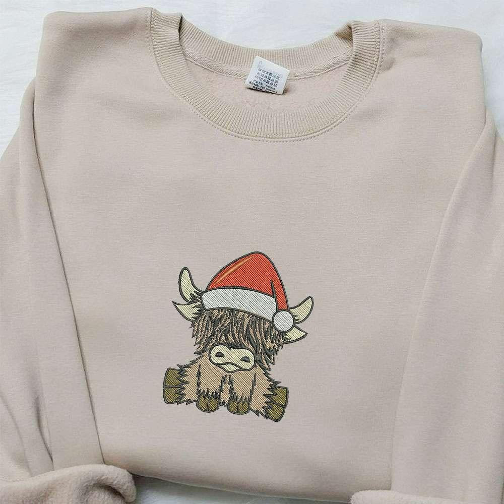 Cow Xmas Embroidered Hoodie Animal Christmas Embroidered Hoodie Best Christmas Gift Ideas