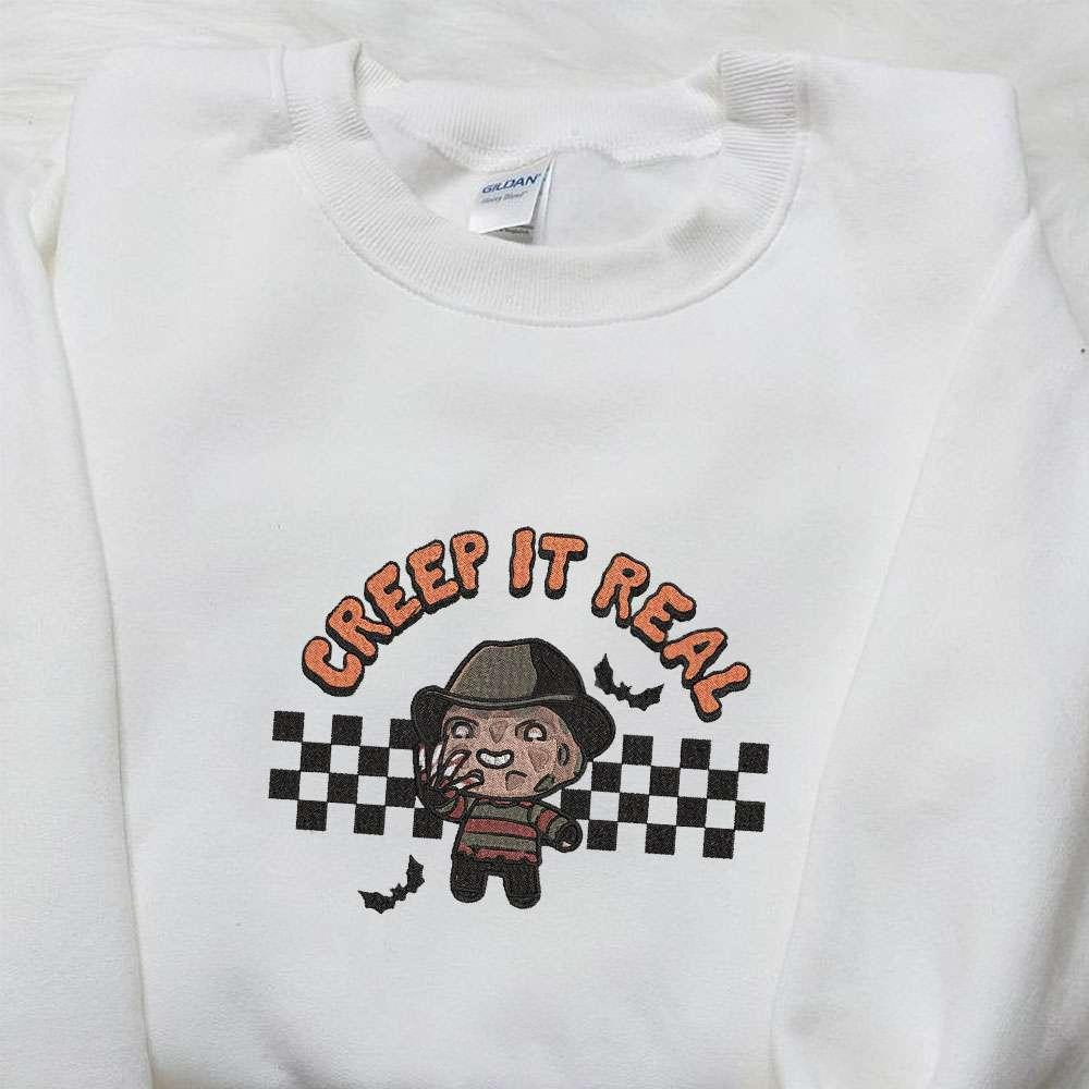 Creep It Real Freddy Krueger Embroidered Sweatshirt Halloween Horror Movie Embroidered Shirt Best Gift Ideas