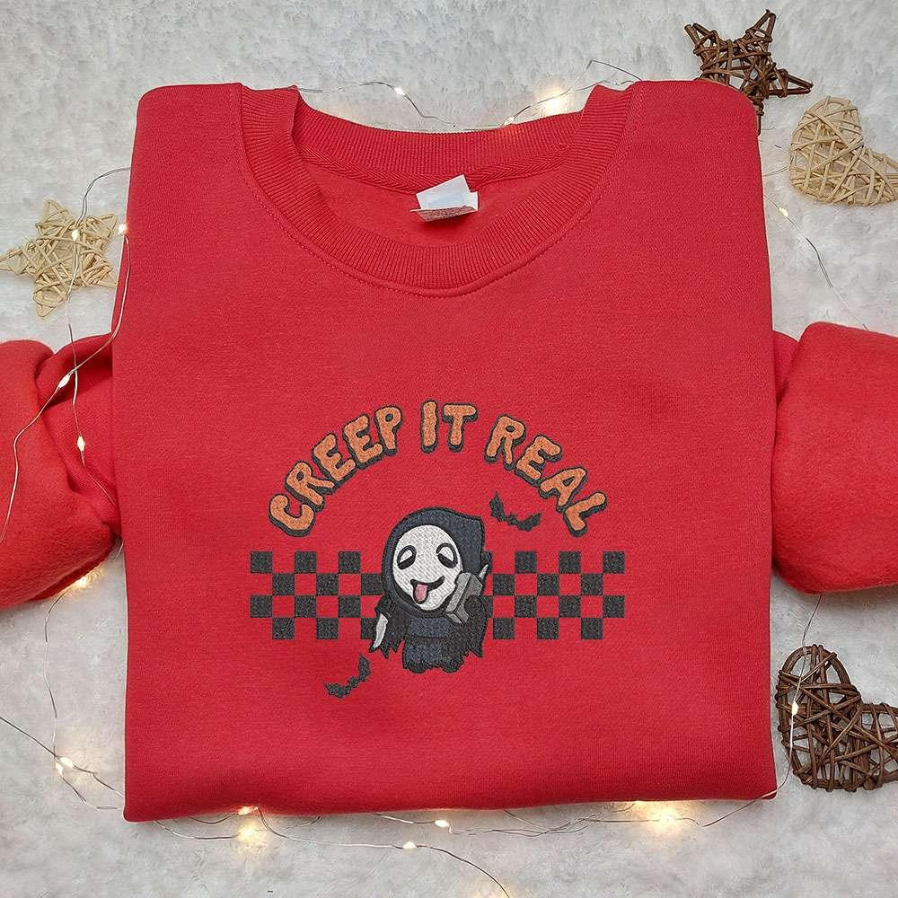 Creep It Real Ghostface Embroidered Shirt Scream Halloween Embroidered Shirt Best Halloween Gift Ideas