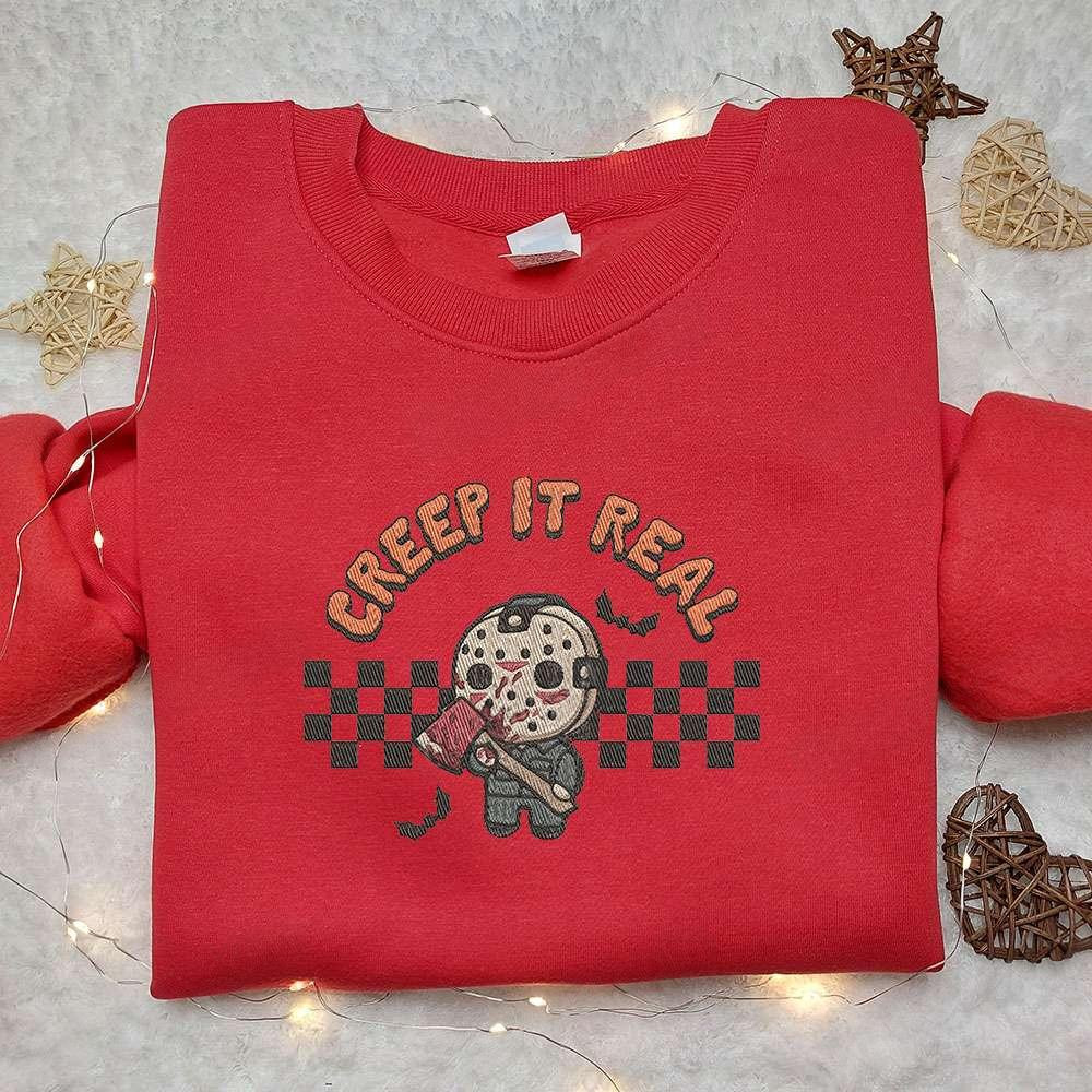 Creep It Real Jason Voorhees Embroidered Sweatshirt Friday The 13th Halloween Embroidered Hoodie Best Halloween Gift Ideas