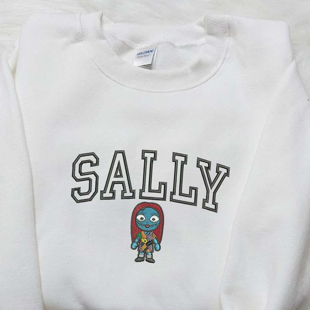 Creepy Sally Embroidered Shirt The Nightmare Before Christmas Characters Embroidered T shirt Cool Halloween Embroidered Shirt