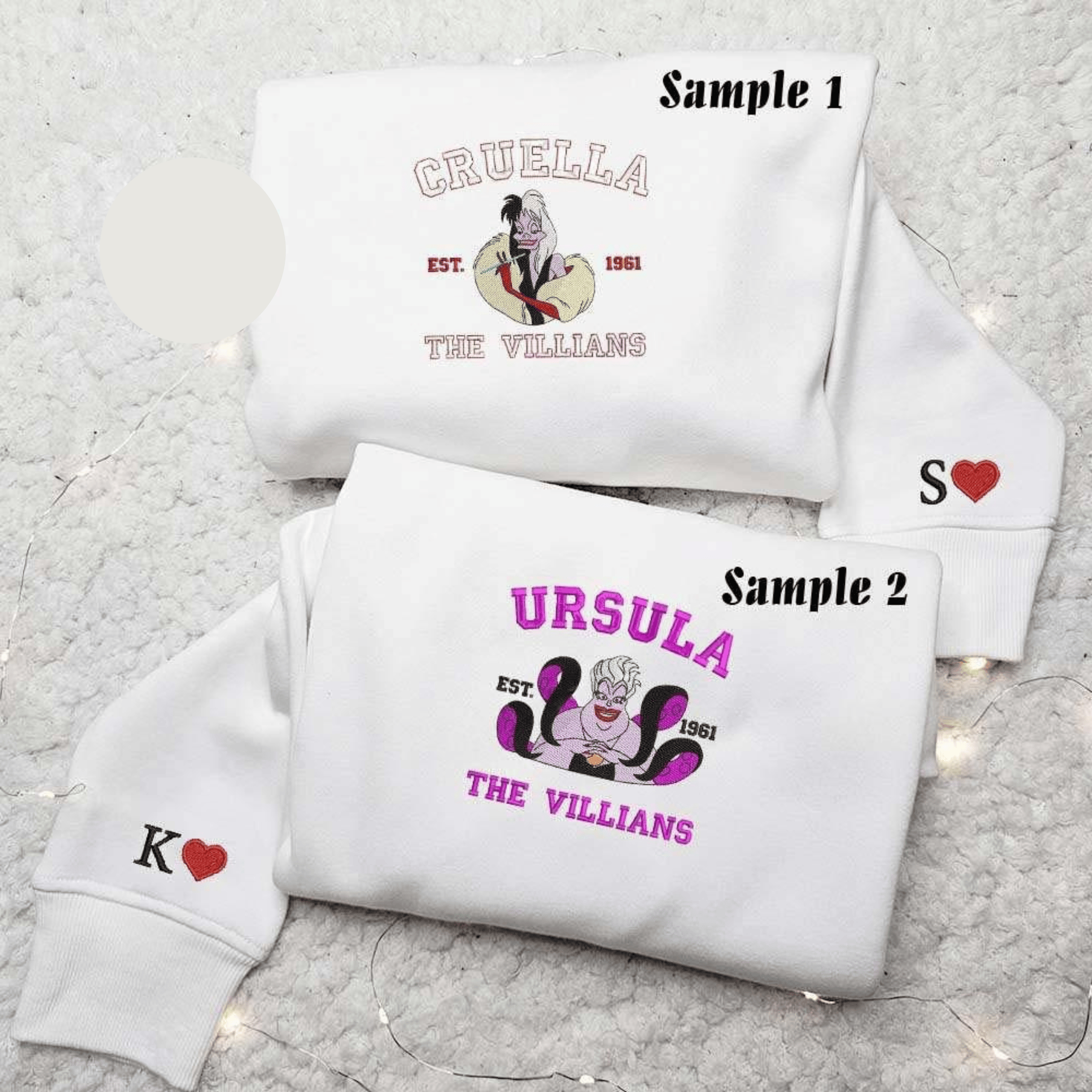 Cruella And Ursula The Villains Est 1961 Embroidered Couples Shirts