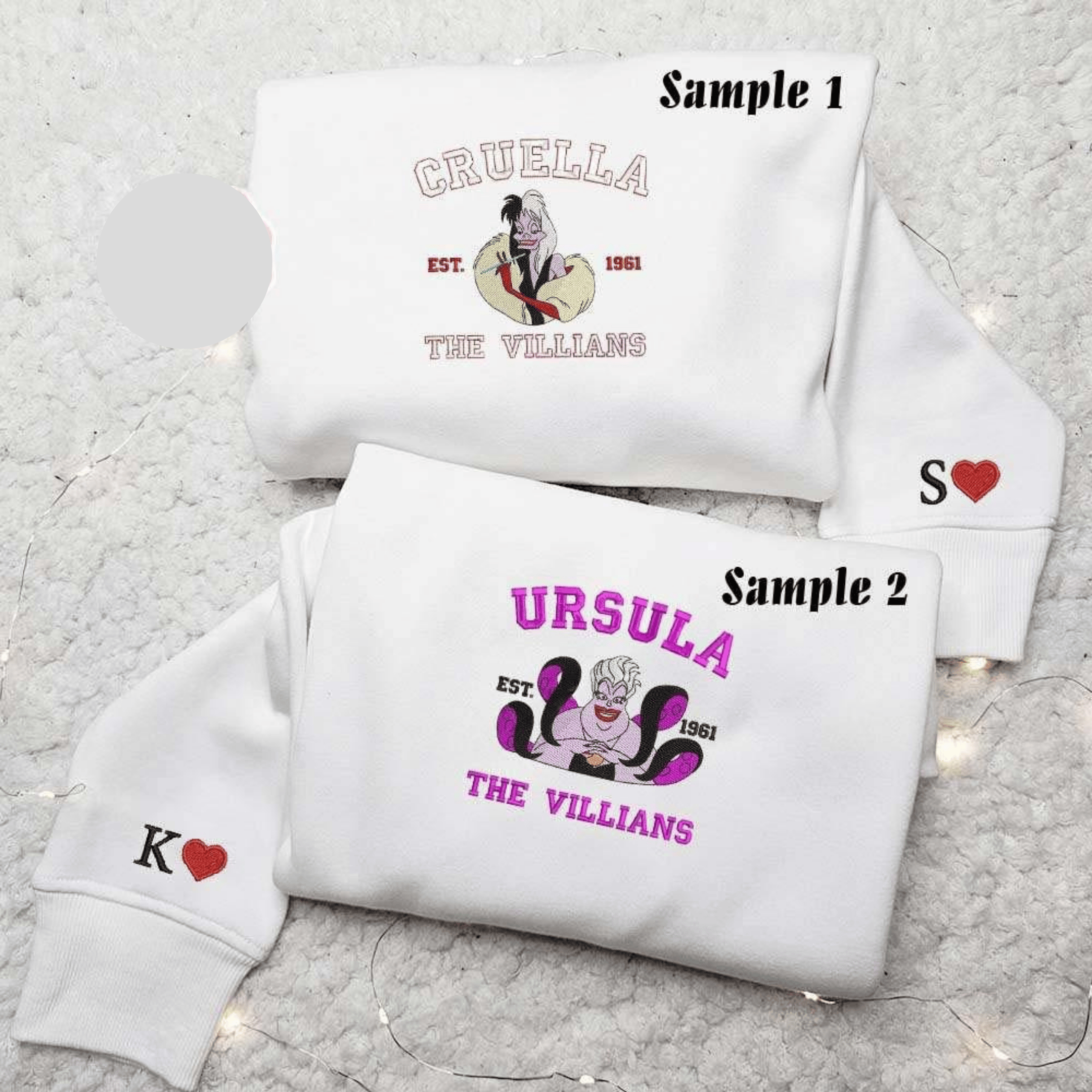 Cruella And Ursula The Villains Est 96 Embroidered Couples Shirts
