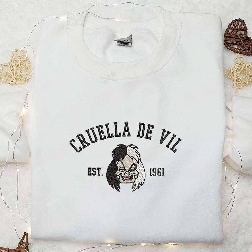 Cruella de Vil Est 9 Halloween Embroidered Shirt Halloween Embroidered Shirt Disney Halloween Embroidered Shirt