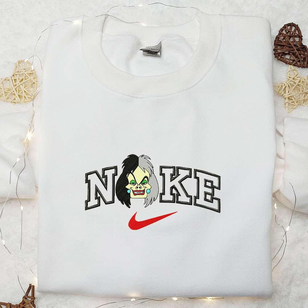 Cruella x Nike Cartoon Embroidered Shirt Cruella de Vil Embroidered Shirt Nike Inspired Embroidered Shirt