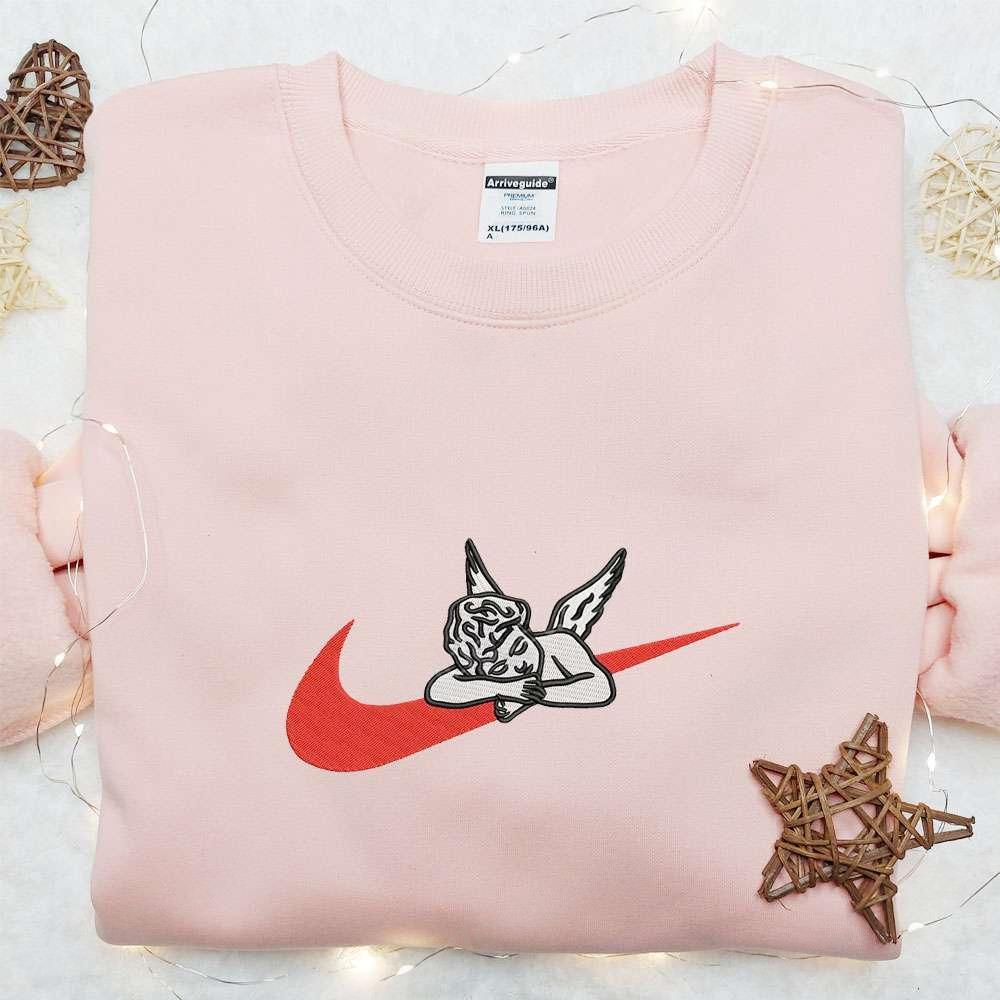 Cupid Angel x Nike Swoosh Embroidered Shirt Valentine Embroidered Hoodie Best Gift Idea