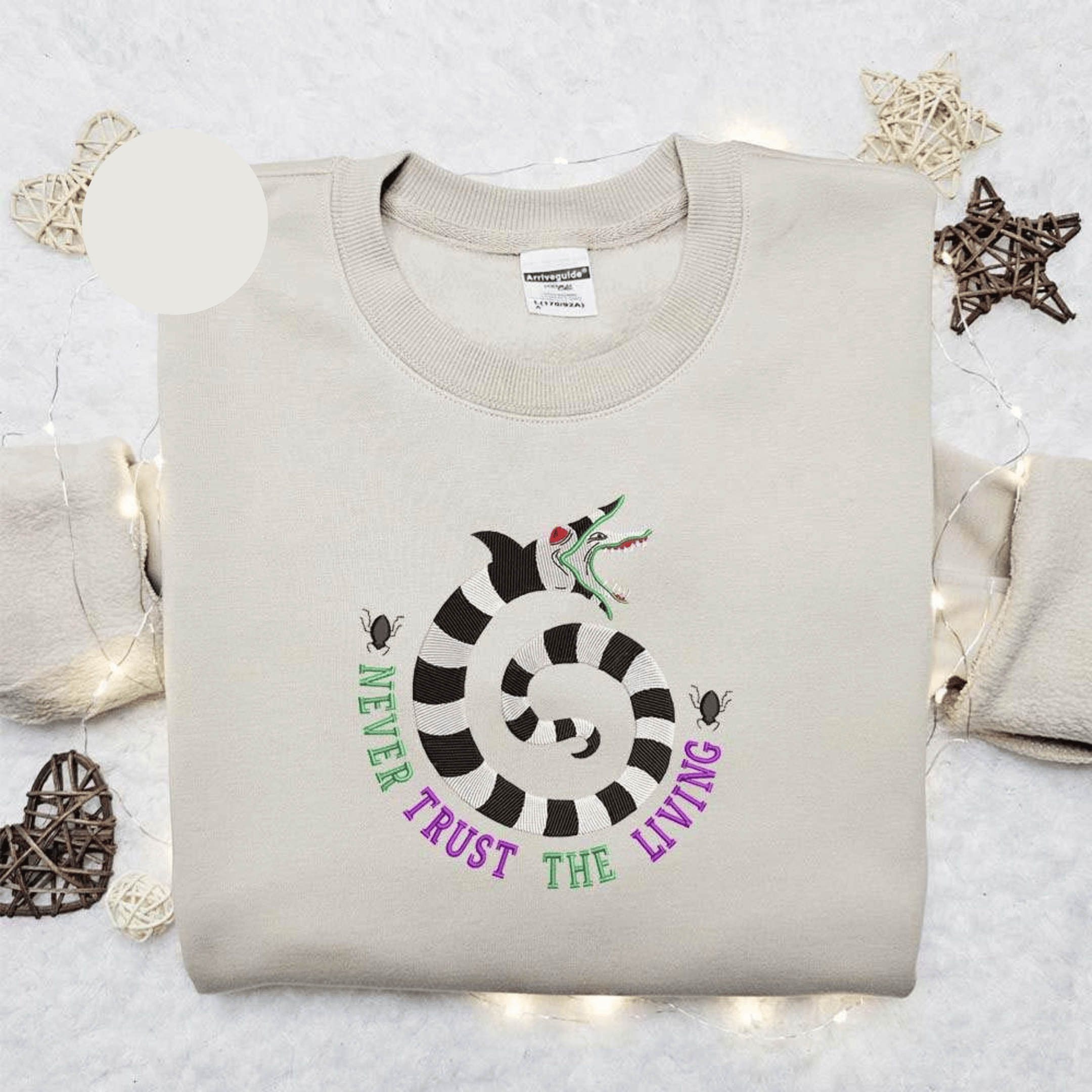 Curled Up Sandworm Beetlejuice Halloween Embroidered Shirt