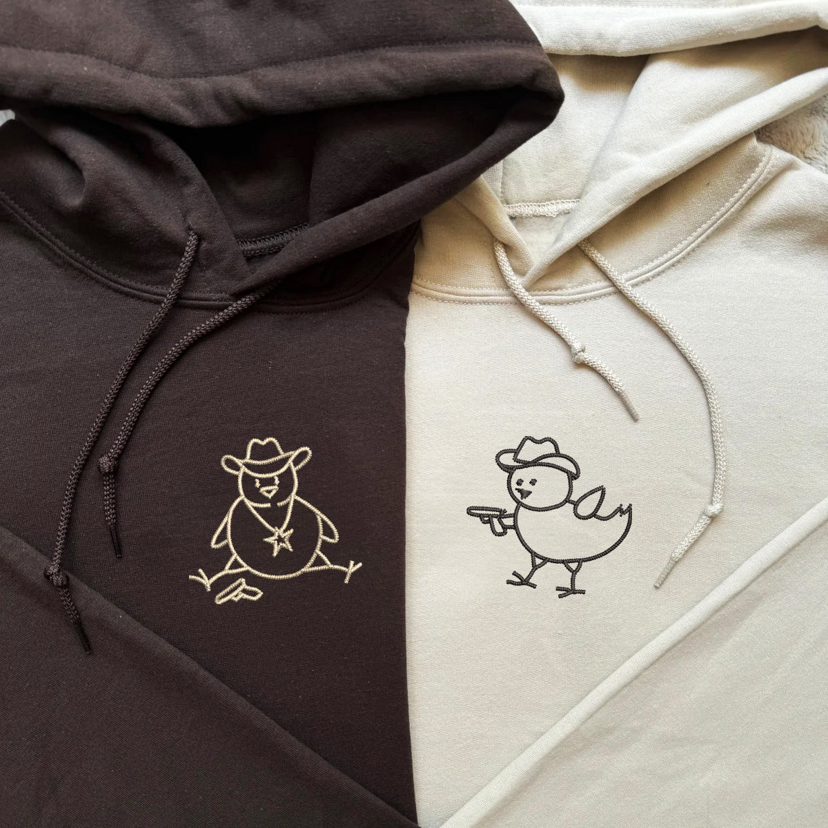 Custom Embroidered Chick Sherrifs Matching Hoodies for Couples