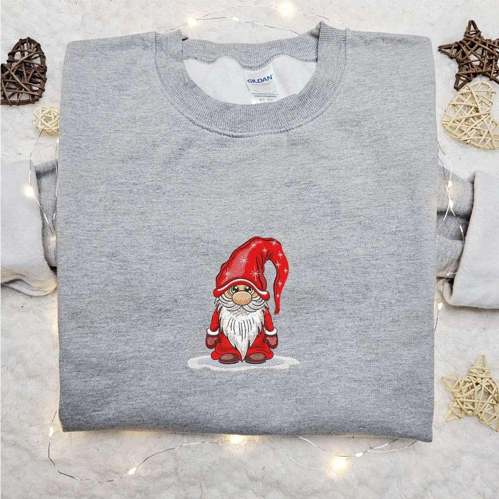 Cute Christmas Gnome Embroidered Sweatshirt Christmas Embroidered Hoodie Best Christmas Gift For Family
