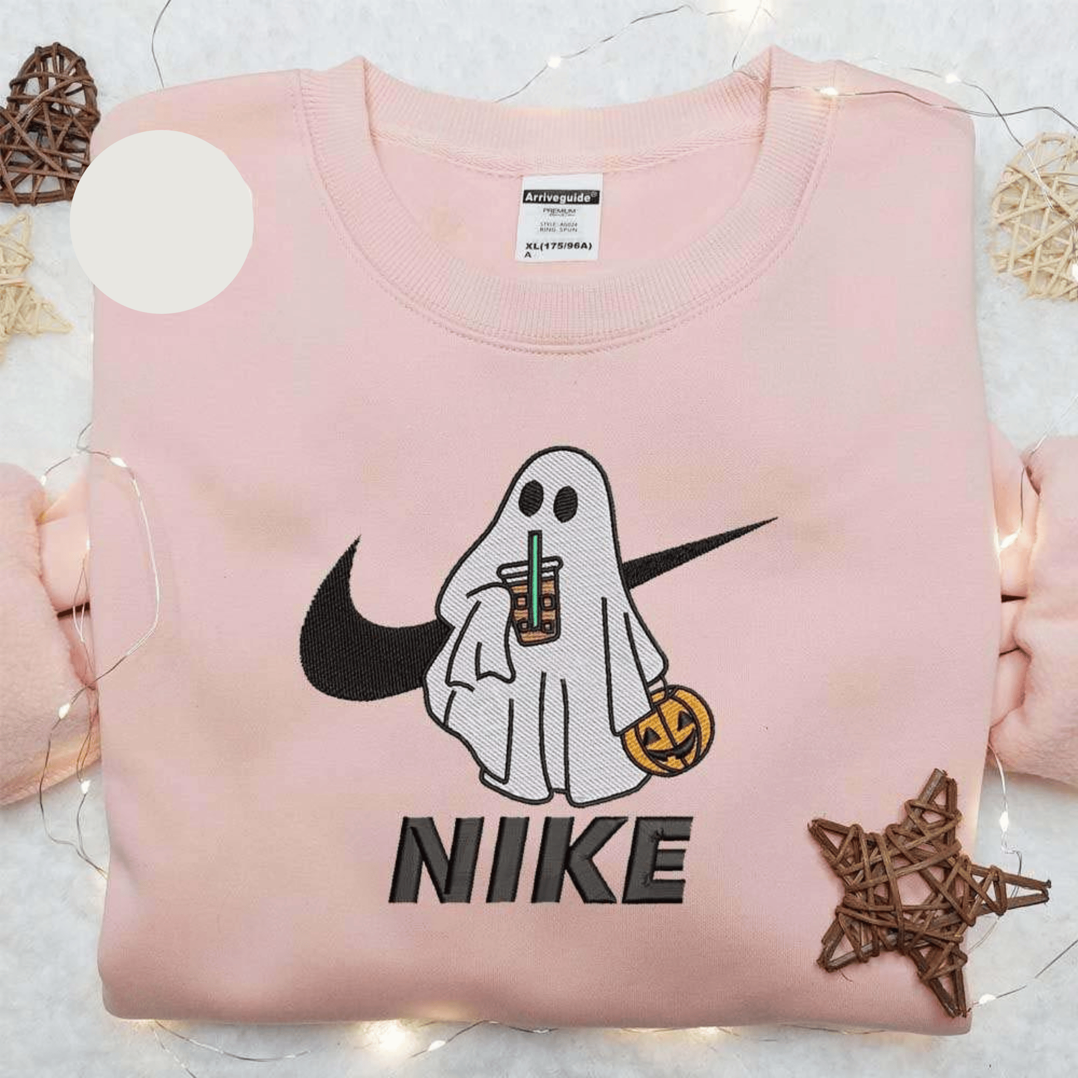 Cute Ghost Starbucks Coffee Drink Halloween Embroidered Shirt