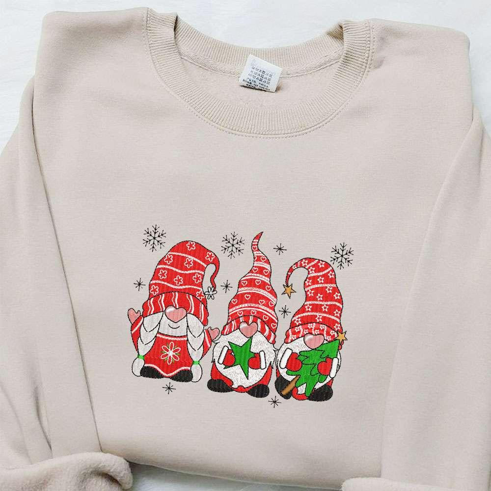 Cute Gnomes Christmas Embroidered Sweatshirt Christmas Embroidered Sweatshirt Best Christmas Gift Ideas