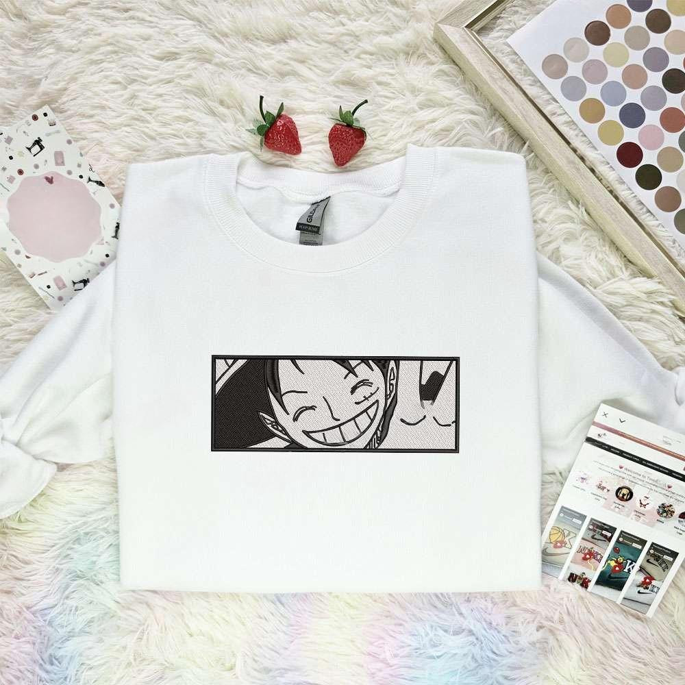 Cute Luffy Smile One Piece Anime Embroidered Shirt , Anime Embroidered T-shirt Sweatshirt Hoodie, Inspired Anime Movie, Best Gift for Anime Fans