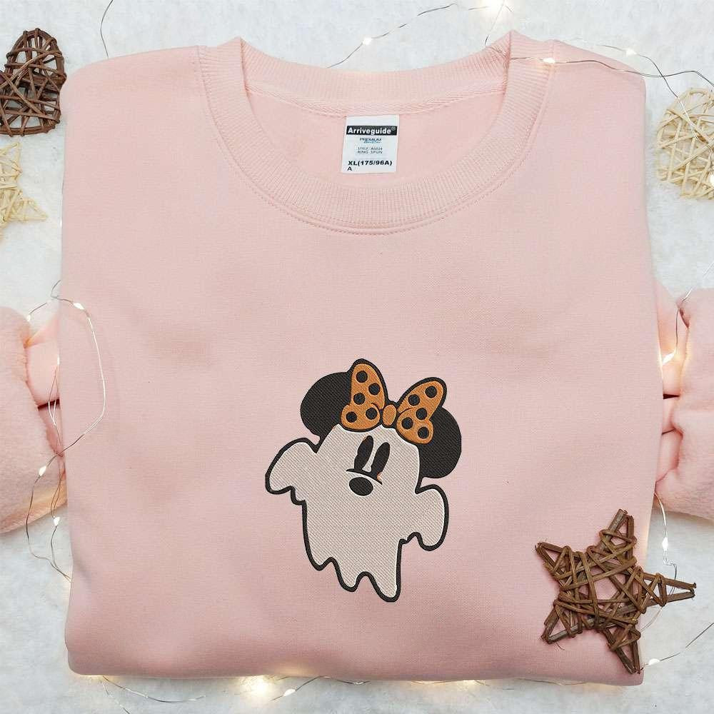 Cute Minnie Ghost Embroidered Shirt Disney Halloween Embroidered Shirt Best Halloween Gifts for Family