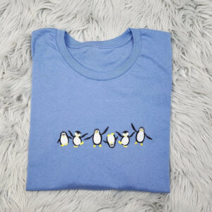 Cute Penguins Embroidered Crewneck - Penguin Embroidery - Embroidered Funny Penguins Crew - T-Shirt - Sweatshirt - Hoodie
