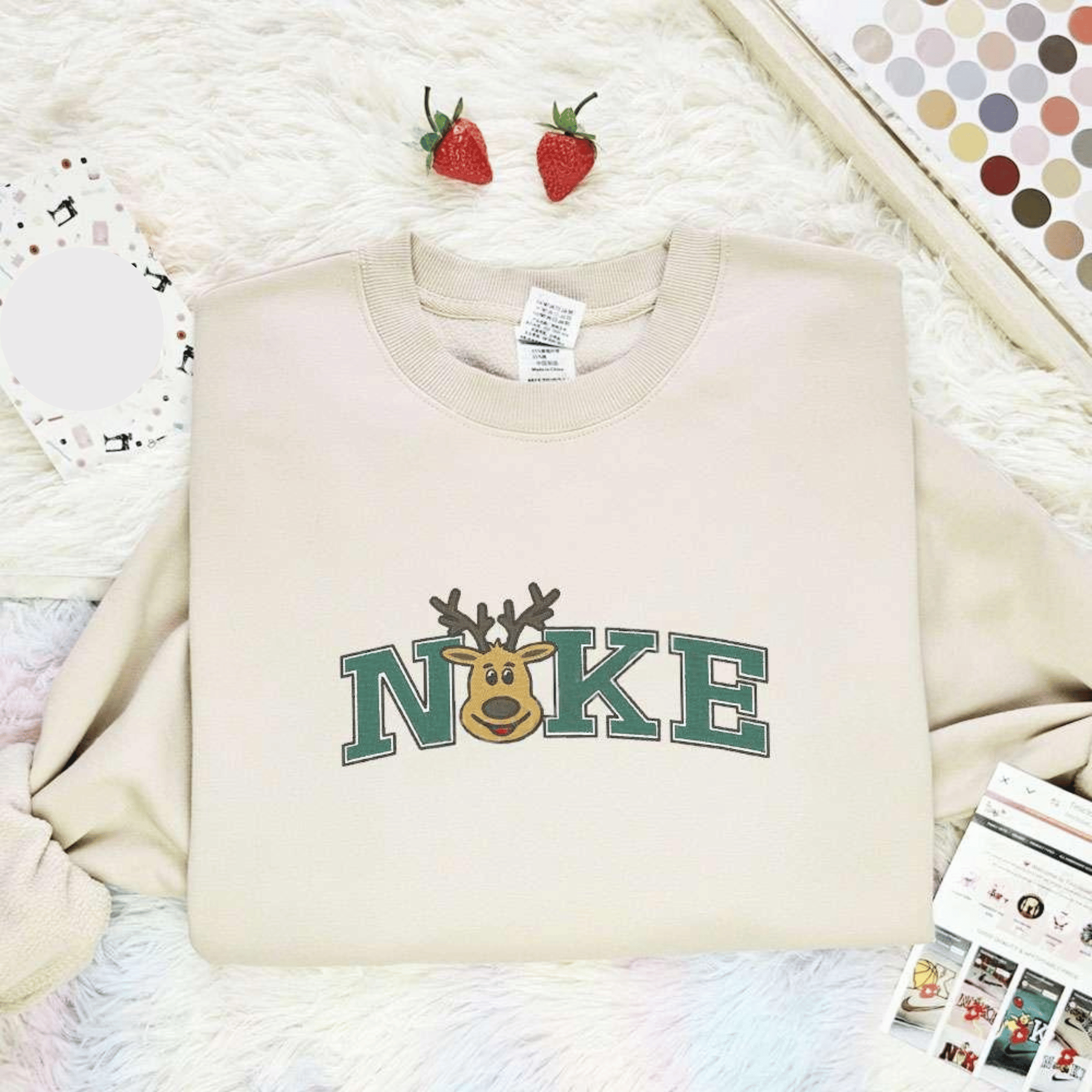 Cute Reindeer Christmas Embroidered Shirt, Best Christmas Gift Ideas For Family