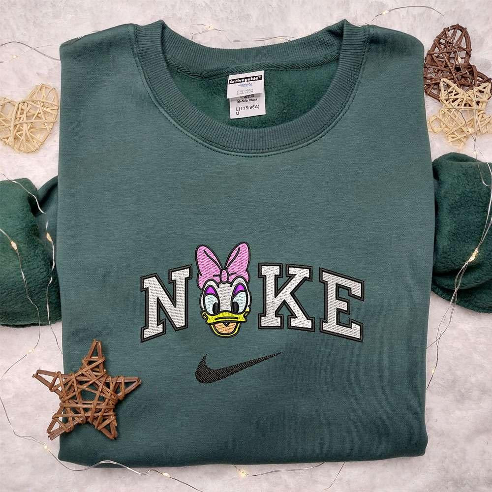 Daisy Duck Head x Nike Embroidered Shirt Disney Characters Embroidered Hoodie Nike Inspired Embroidered Sweatshirt