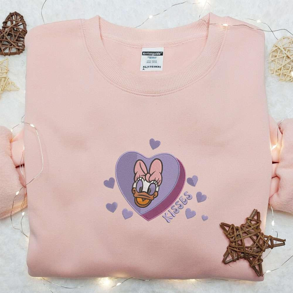 Daisy Duck Hearts Kisses Embroidered Shirt Disney Characters Embroidered Hoodie Best Gift For Family