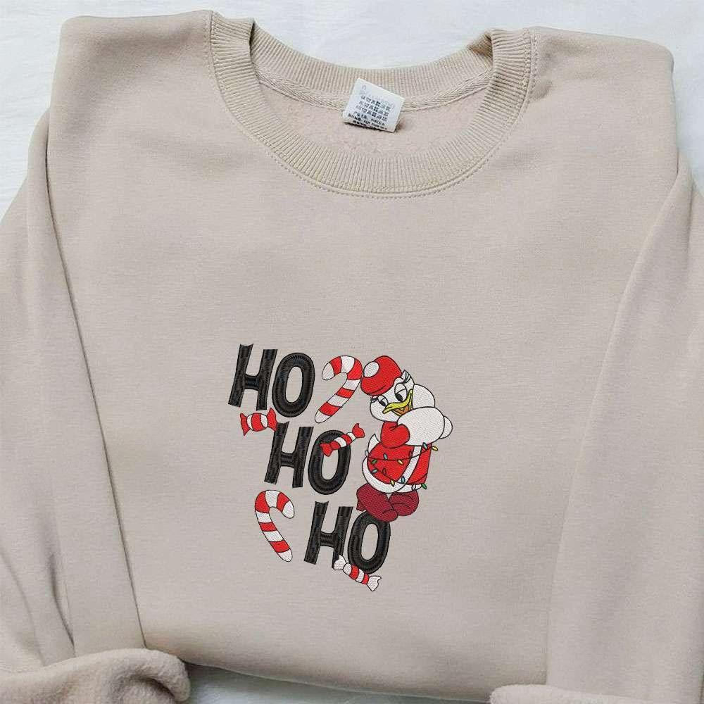 Daisy Duck Ho Ho Ho Candy Canes Embroidered Shirt Disney Characters Embroidered Hoodie Christmas Embroidered Sweatshirt