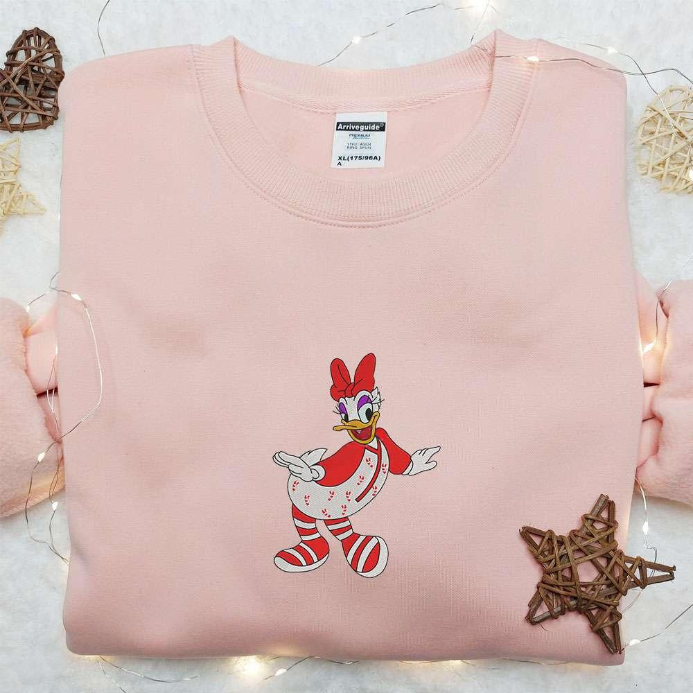 Daisy Duck Wearin Christmas Pajama Embroidered Shirt Disney Characters Embroidered Hoodie Christmas Embroidered Sweatshirt