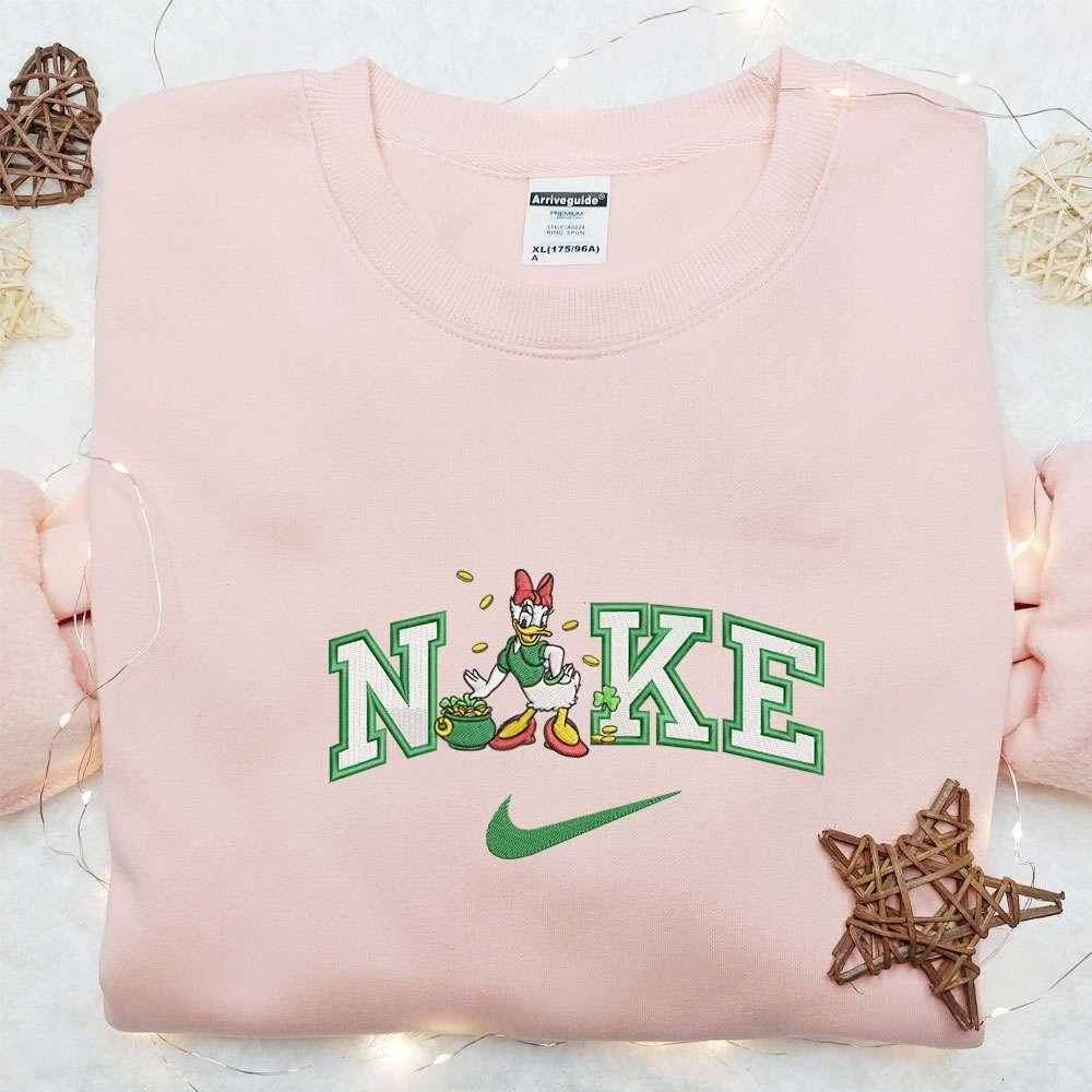Daisy With Shamrock Gold Pot x Nike Embroidered Shirt Disney Characters Embroidered Shirt Saint Patricks Day Embroidered Hoodie