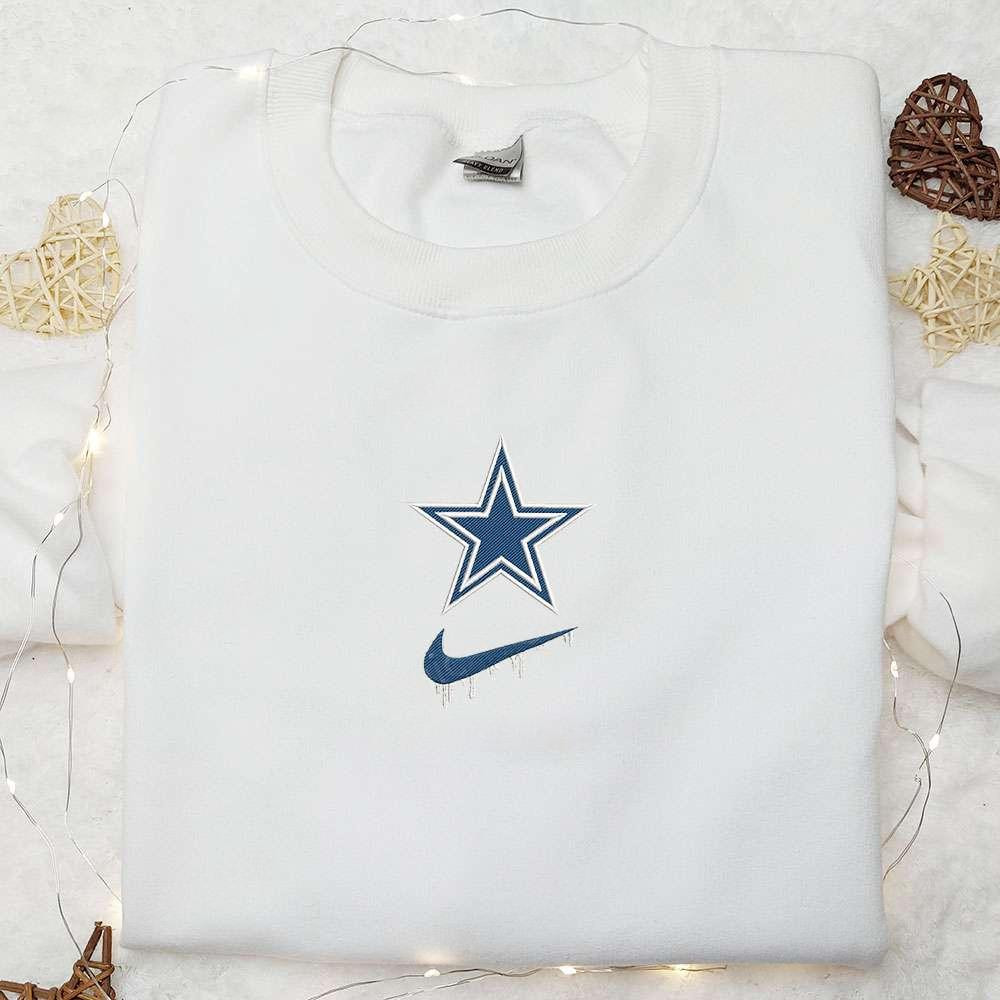 Dallas Cowboys x Nike Swoosh Drip Embroidered Shirt NFL Sports Embroidered Hoodie Best Gift Idea 1