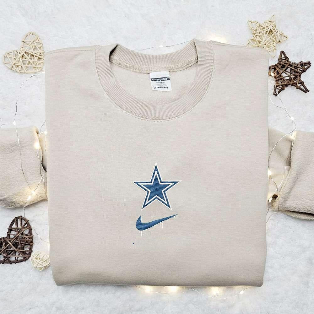 Dallas Cowboys x Nike Swoosh Drip Embroidered Shirt NFL Sports Embroidered Hoodie Best Gift Ideas