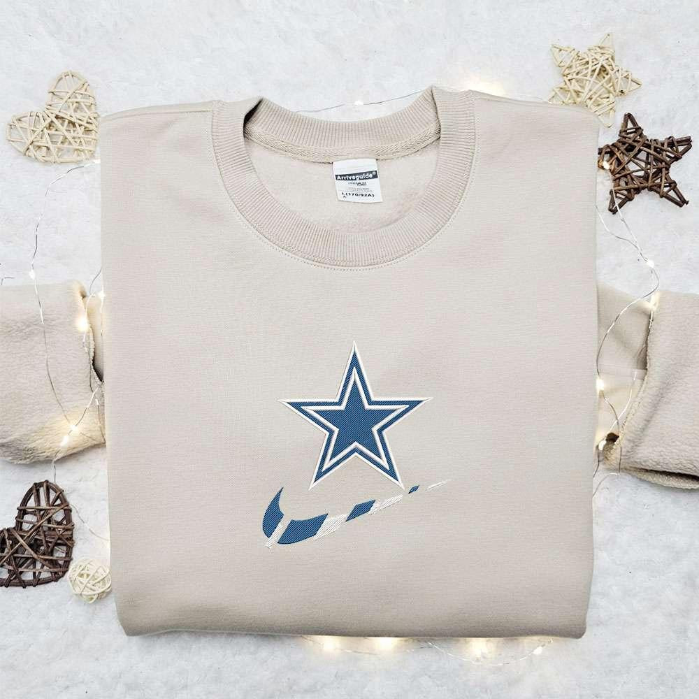 Dallas Cowboys x Nike Swoosh Embroidered Shirt NFL Sports Embroidered Hoodie Best Gift Idea 1