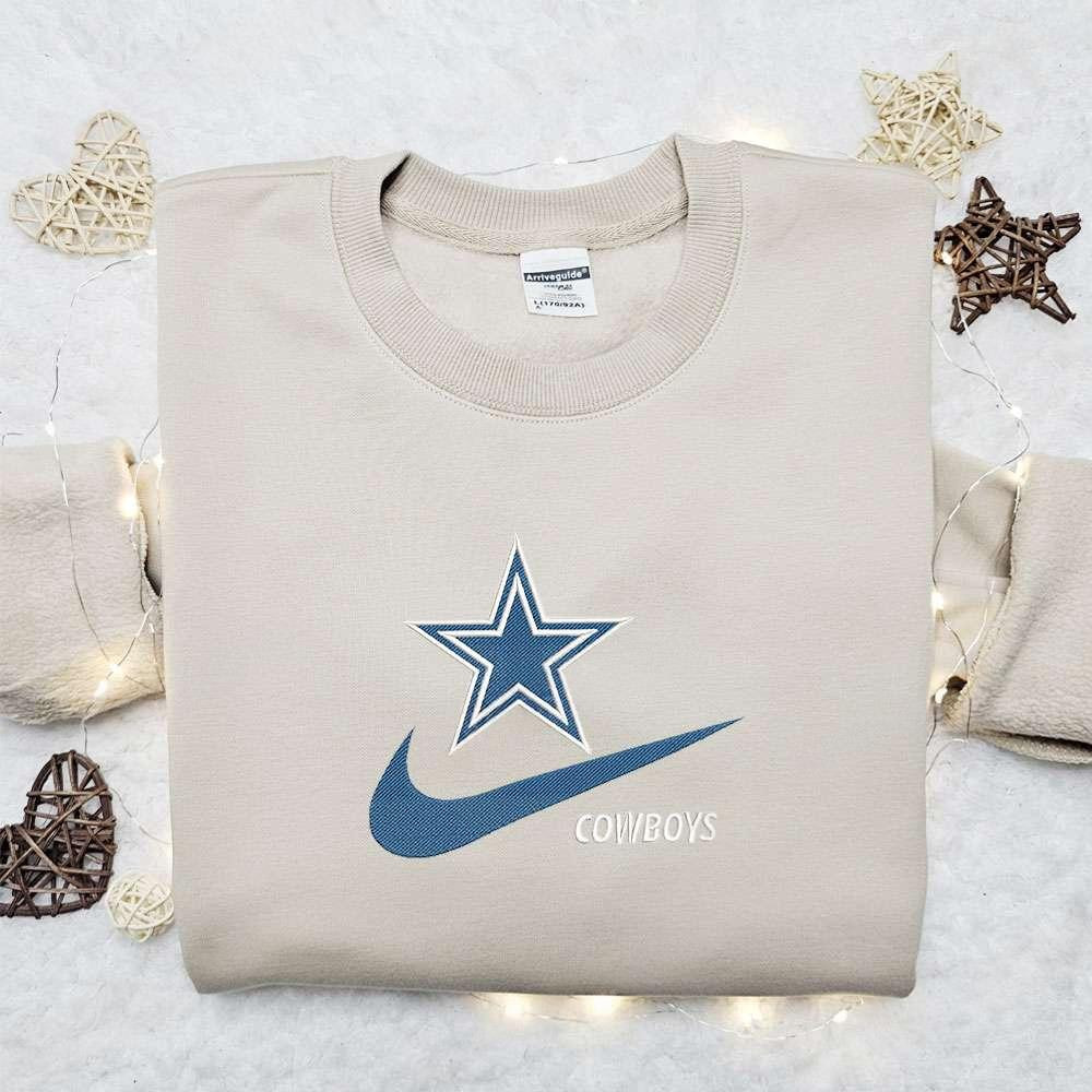 Dallas Cowboys x Nike Swoosh Embroidered Shirt NFL Sports Embroidered Hoodie Best Gift Idea