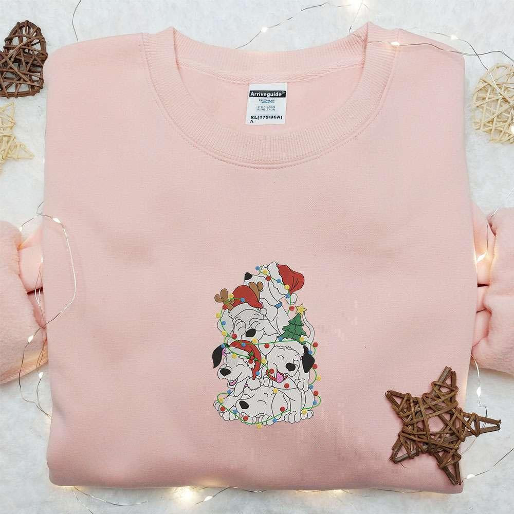 Dalmatian Dogs Christmas Tree Embroidered Shirt Disney Characters Embroidered Hoodie Christmas Embroidered Sweatshirt