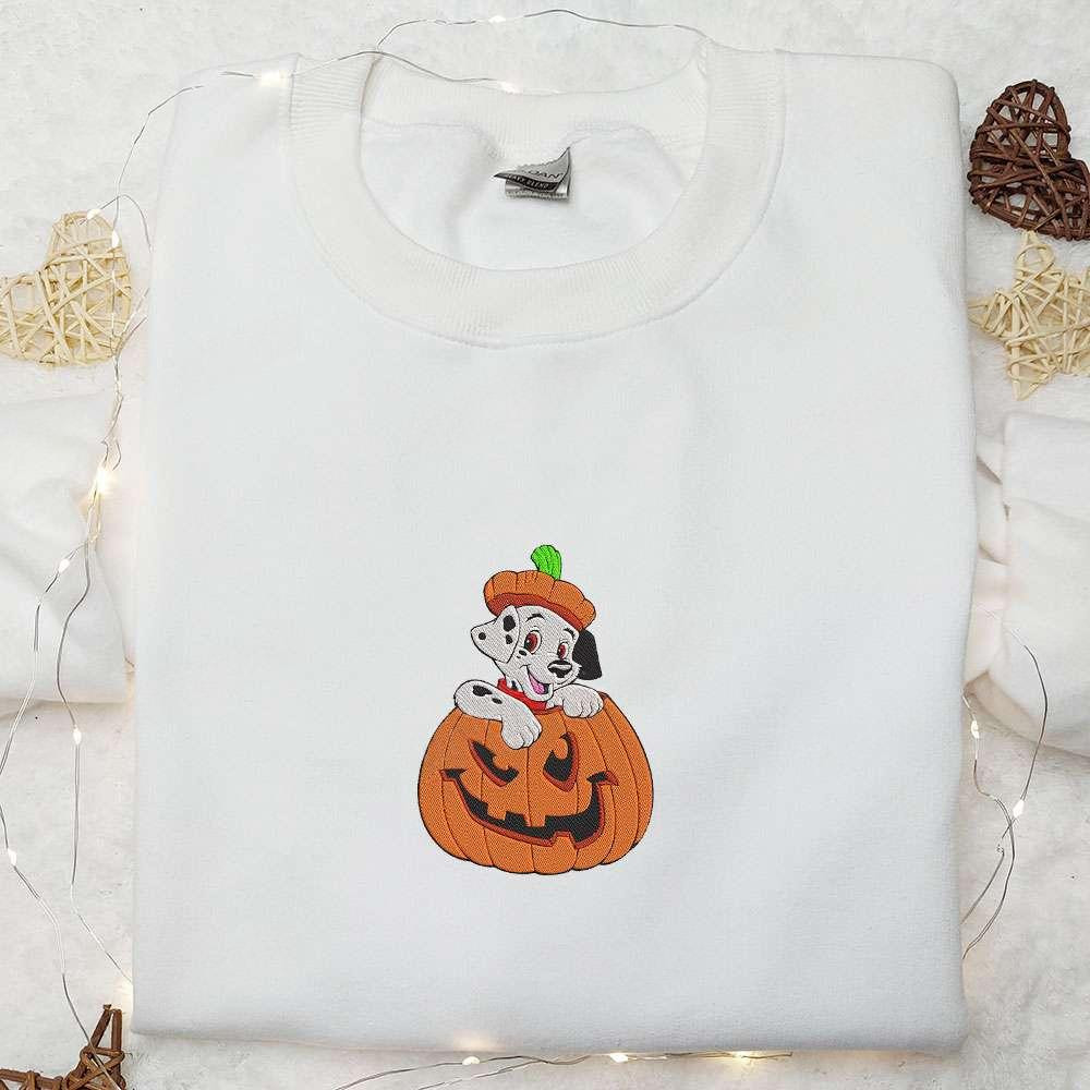 Dalmatian Halloween Pumpkin Embroidered Shirt Cute Halloween Embroidered Shirt Best Halloween Gift Ideas