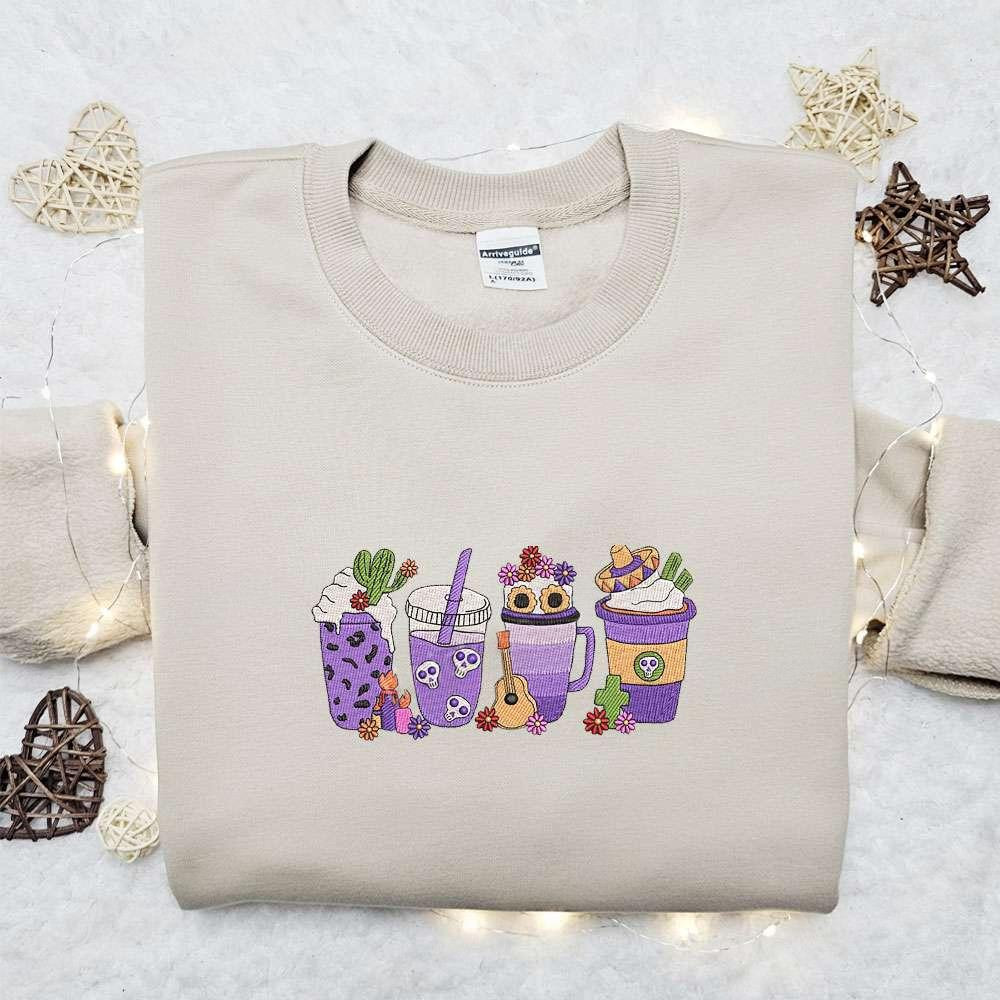 Day Of The Dead Drinks Embroidered Shirt Coco Disney Embroidered Hoodie Best Gift Ideas For Family